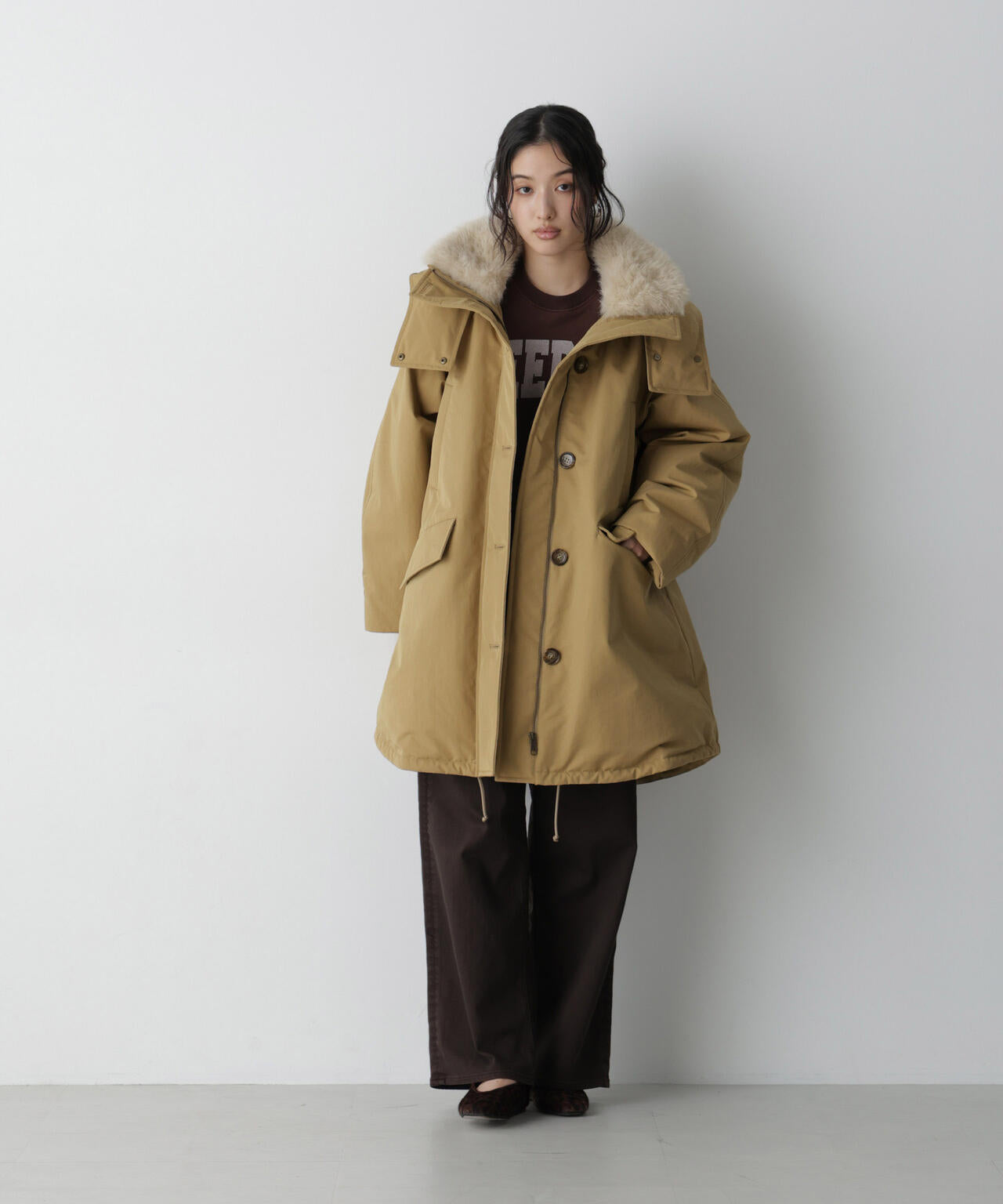 「STEVELOUR」「西川ダウン(R)」ファー付きコート