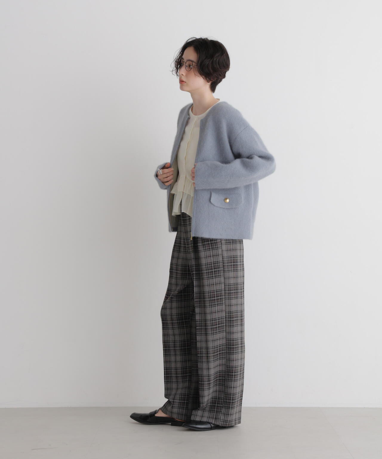ウォッシャブルウールフォックスリバーニットジップジャケット