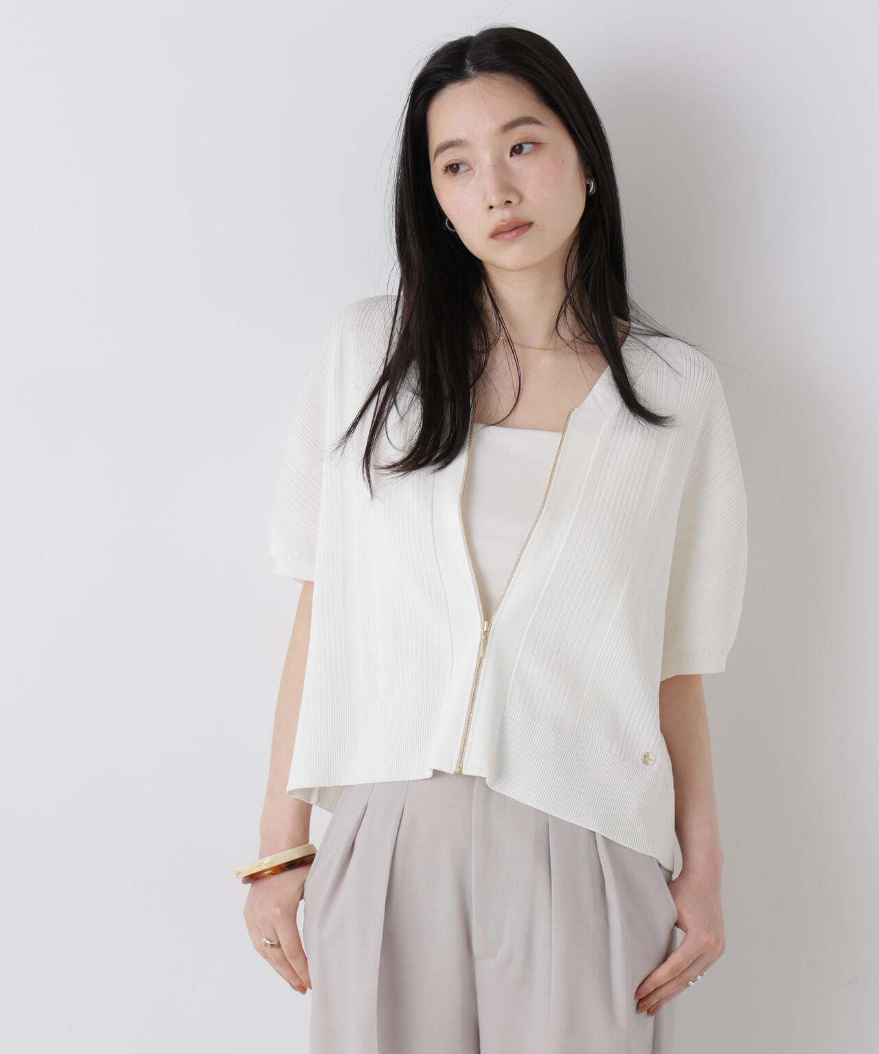 SUMMER VEIL KNIT ジップカーディガン