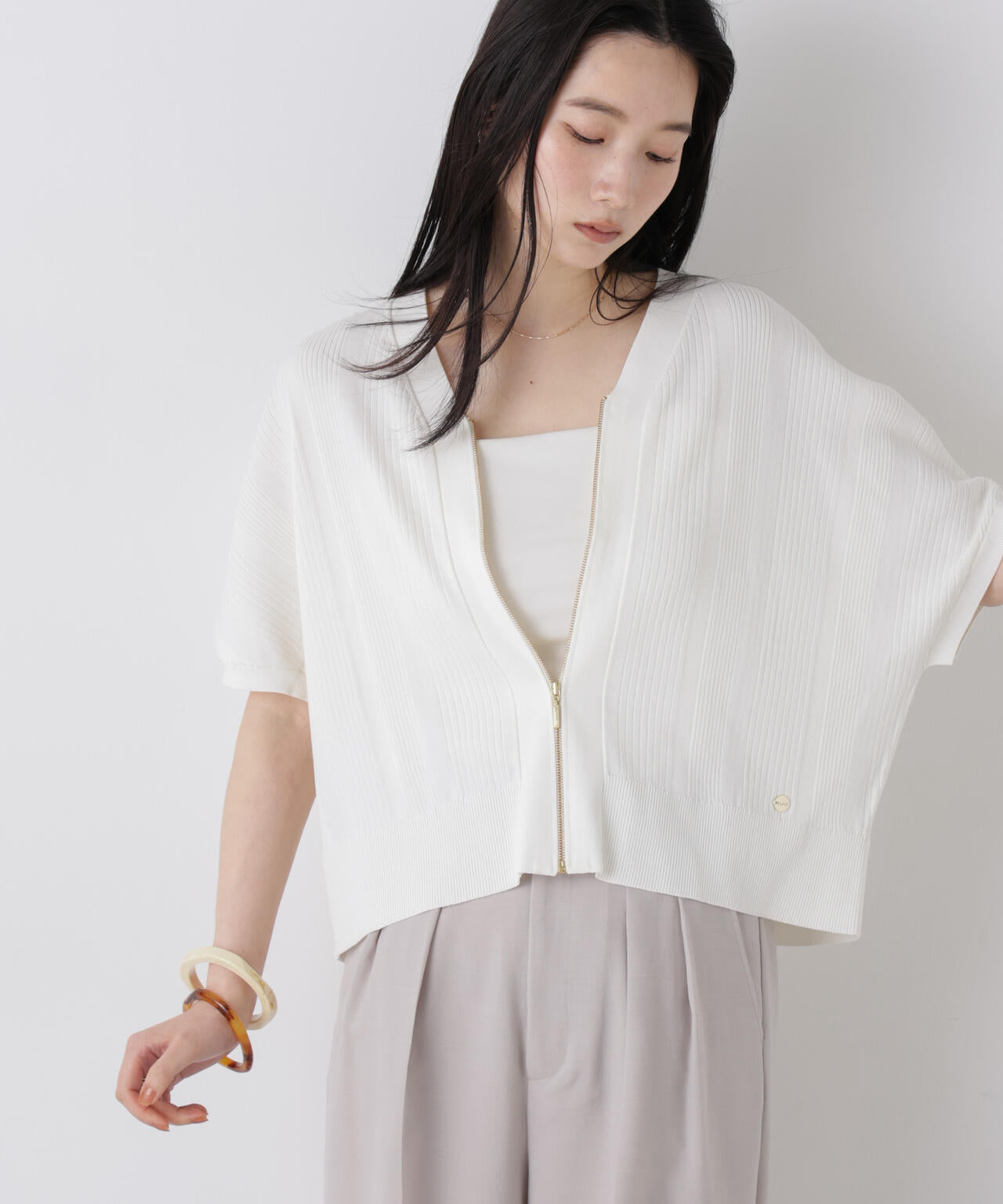 SUMMER VEIL KNIT ジップカーディガン