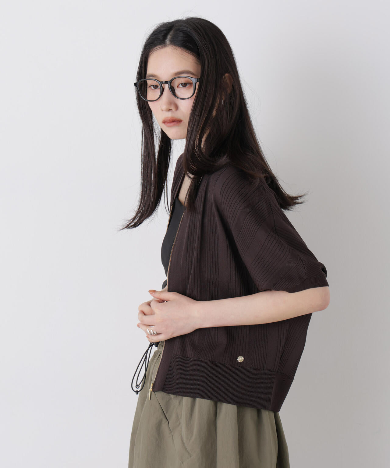 SUMMER VEIL KNIT ジップカーディガン