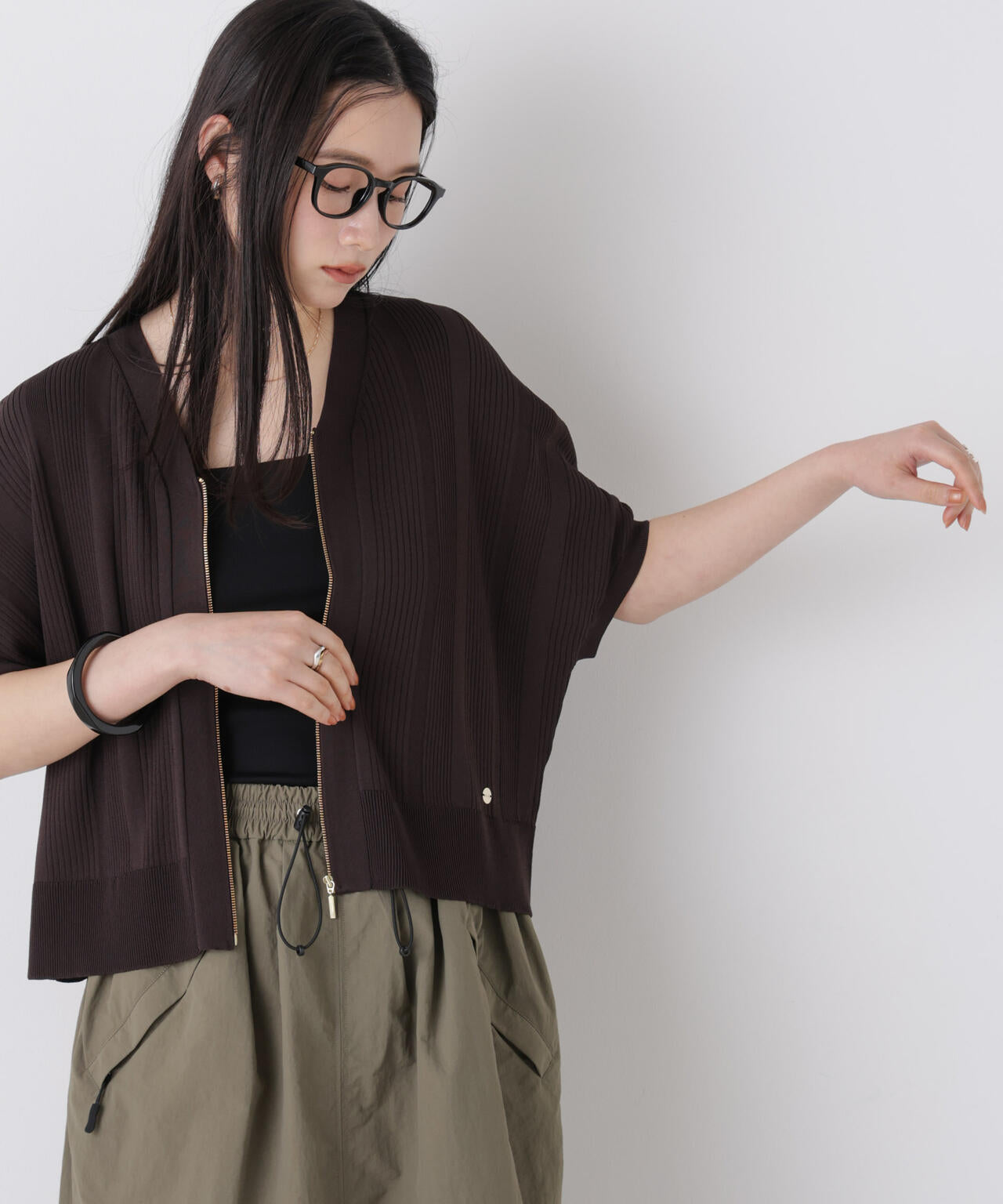 SUMMER VEIL KNIT ジップカーディガン