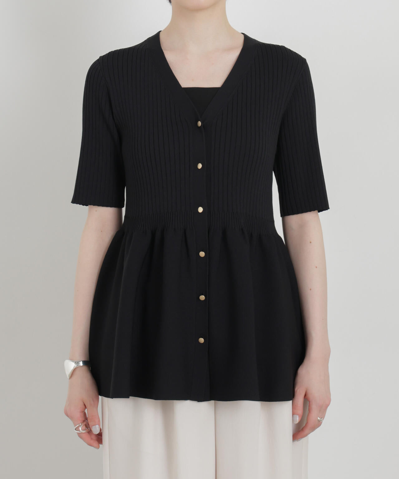 SUMMER VEIL KNIT ペプラムニットカーディガン