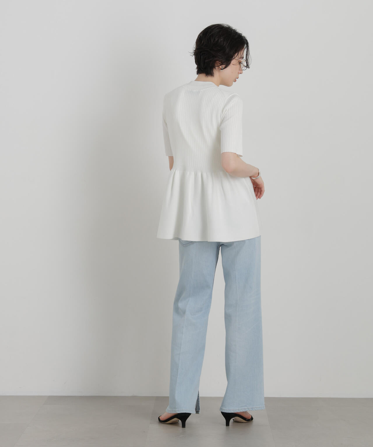 SUMMER VEIL KNIT ペプラムニットカーディガン
