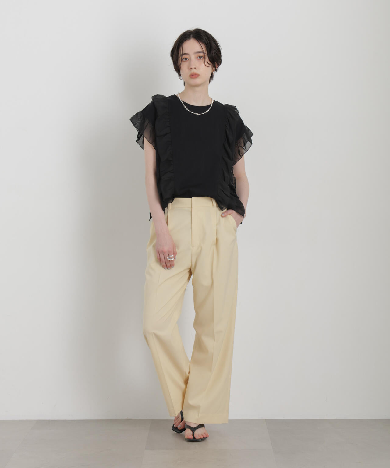 シフォンフリルカットソー