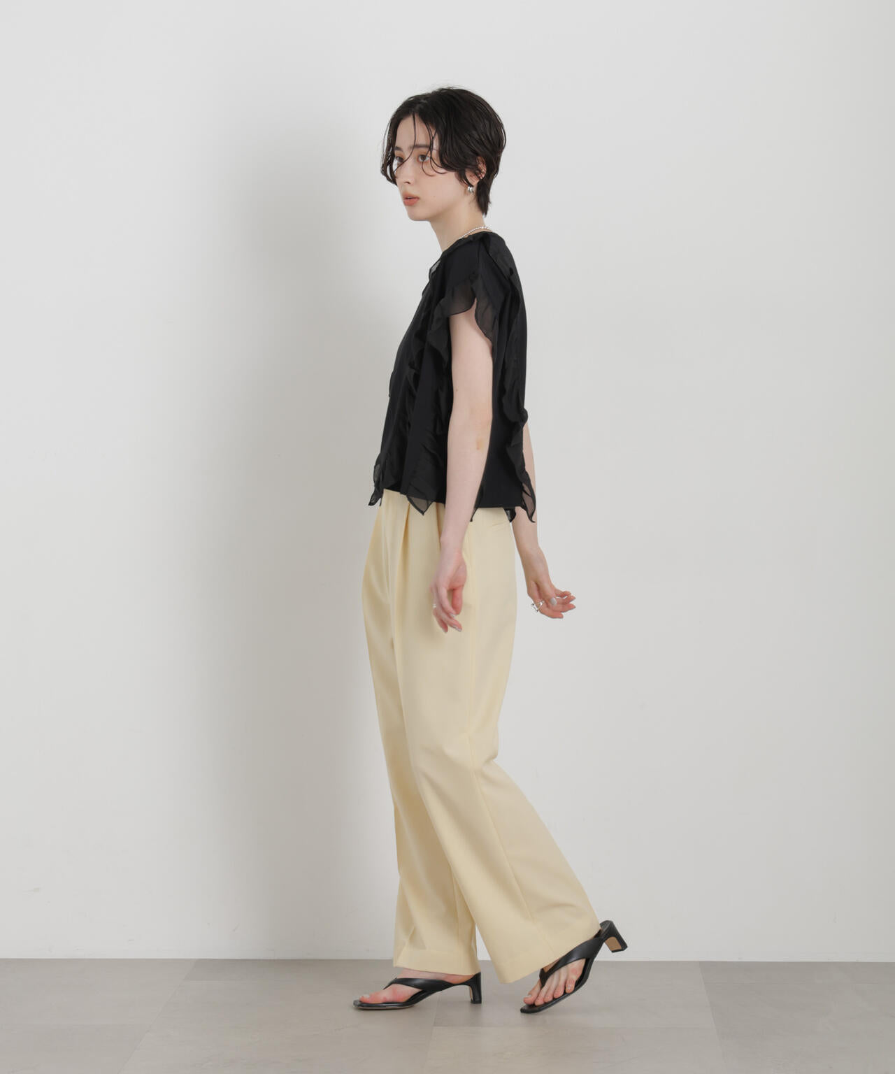 シフォンフリルカットソー