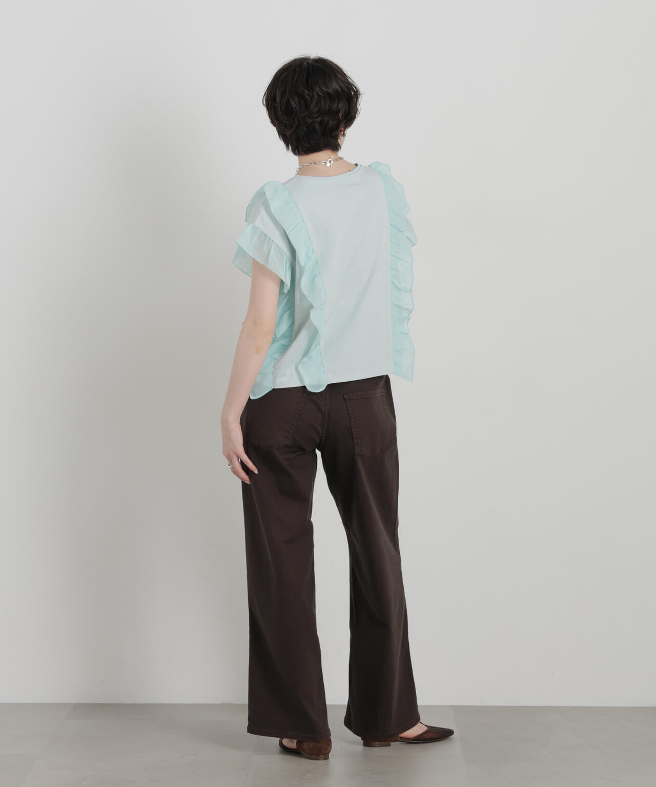 シフォンフリルカットソー