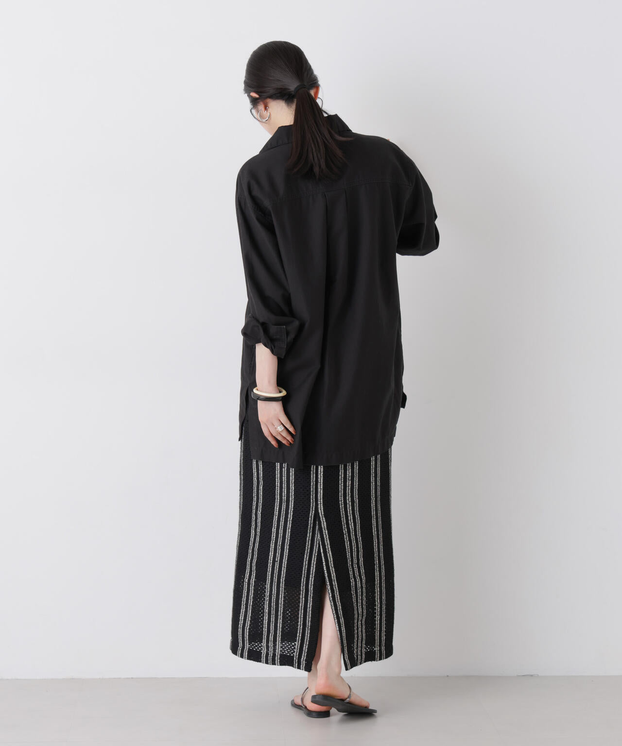 made in india ジャカードストライプIラインスカート(セットアップ可)