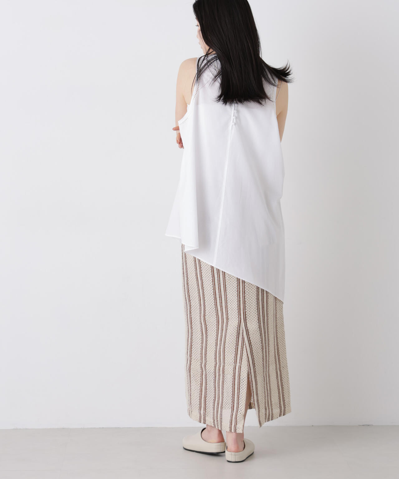 made in india ジャカードストライプIラインスカート(セットアップ可)
