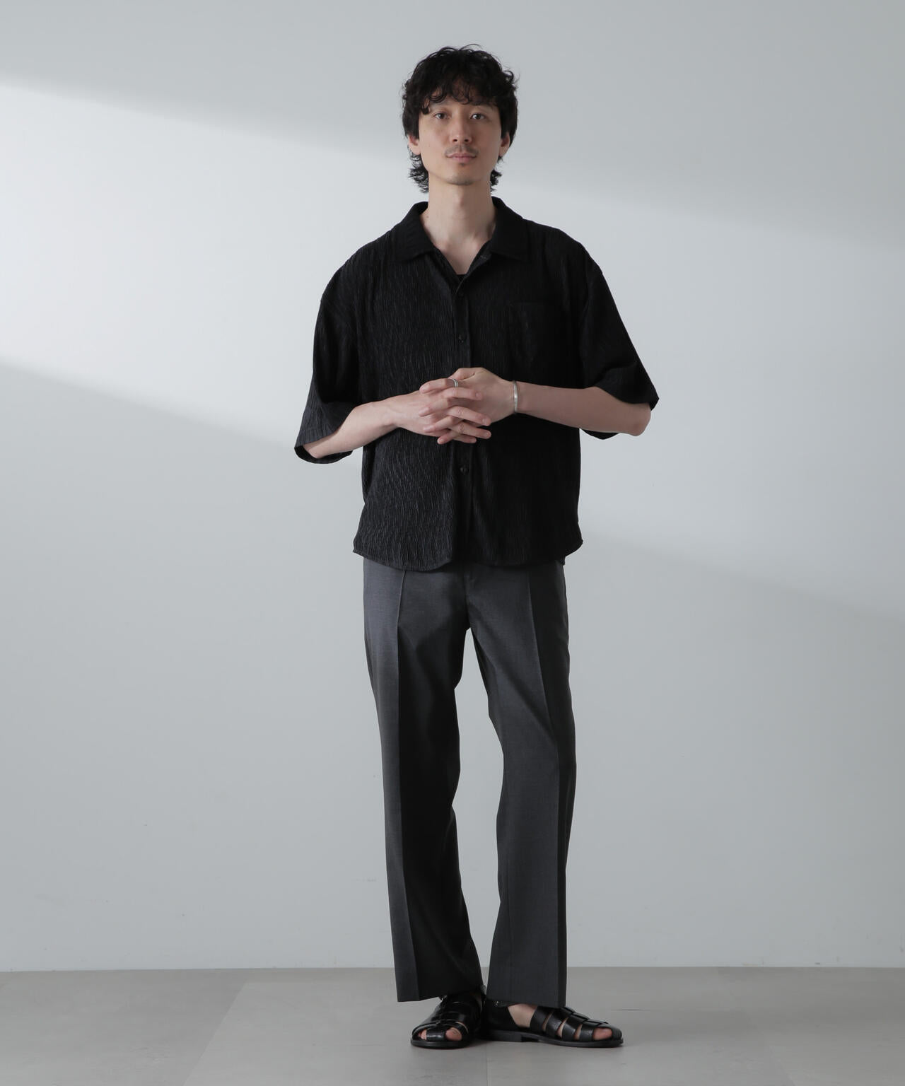 NORMANBROS別注スラッシュポケット楊柳シャツ 半袖