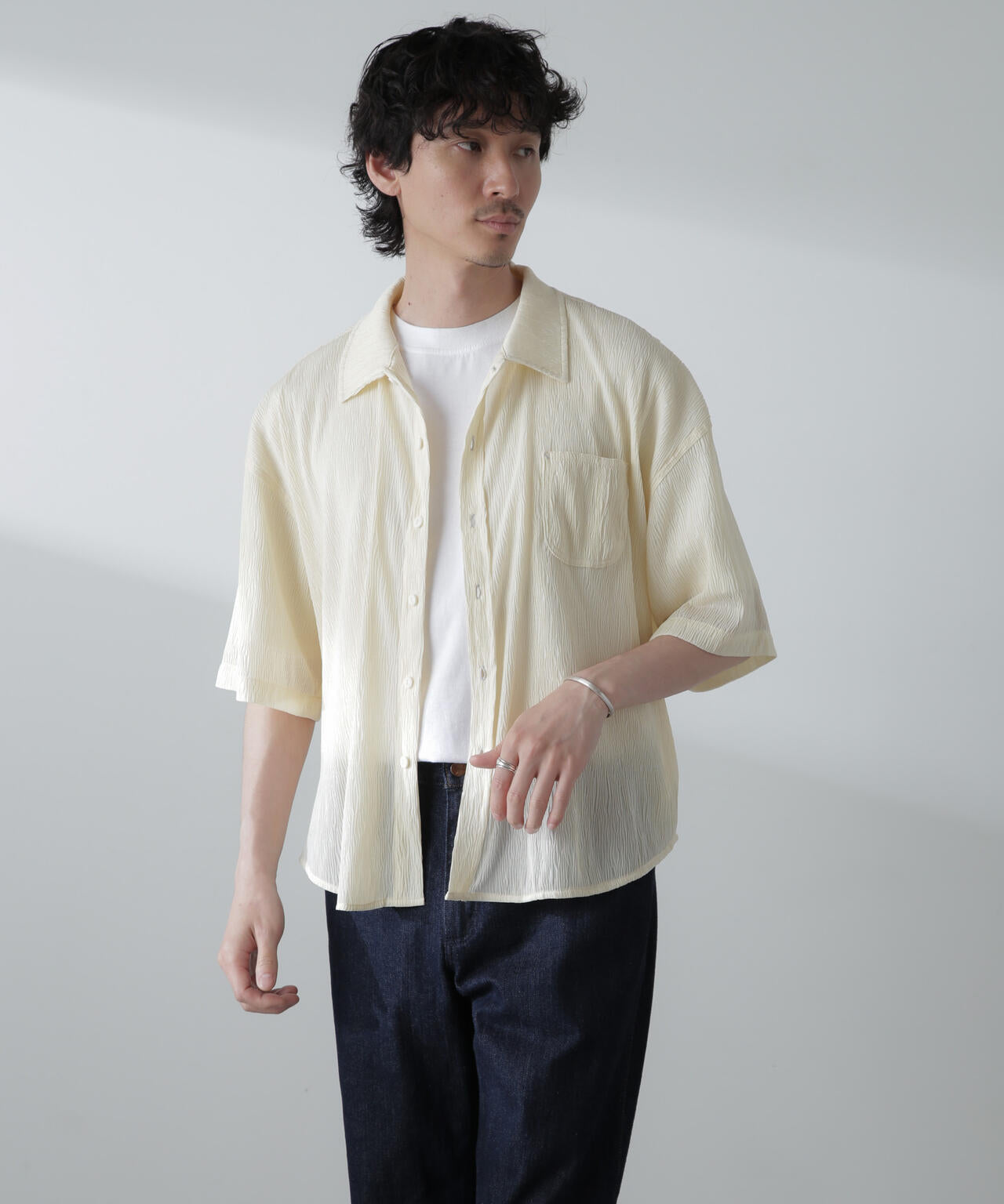 NORMANBROS別注スラッシュポケット楊柳シャツ 半袖