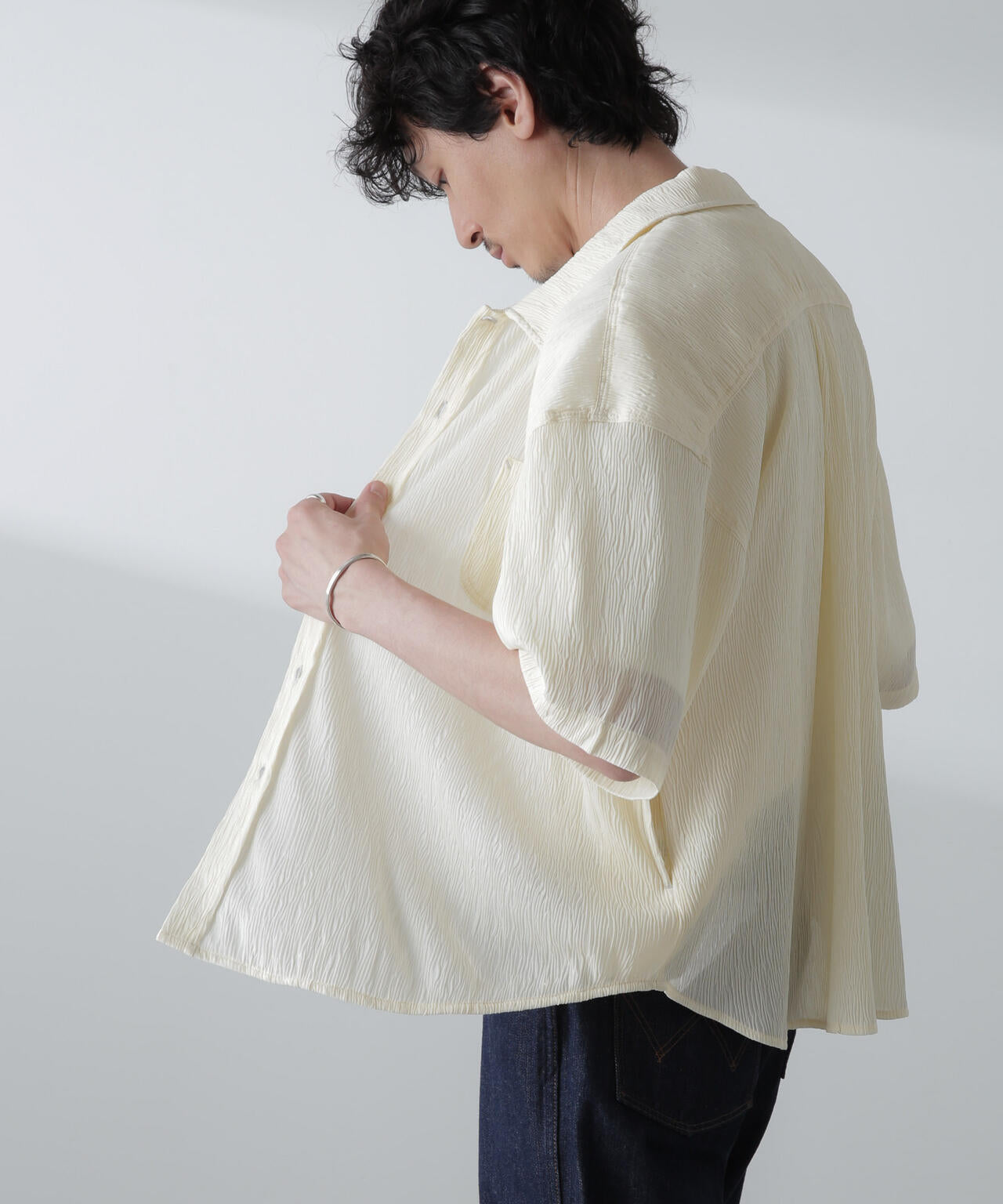 NORMANBROS別注スラッシュポケット楊柳シャツ 半袖