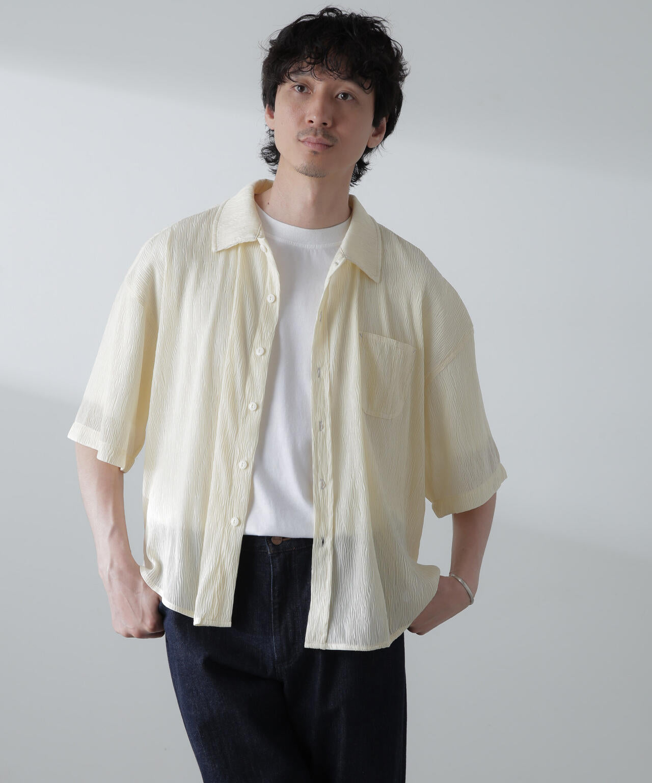 NORMANBROS別注スラッシュポケット楊柳シャツ 半袖