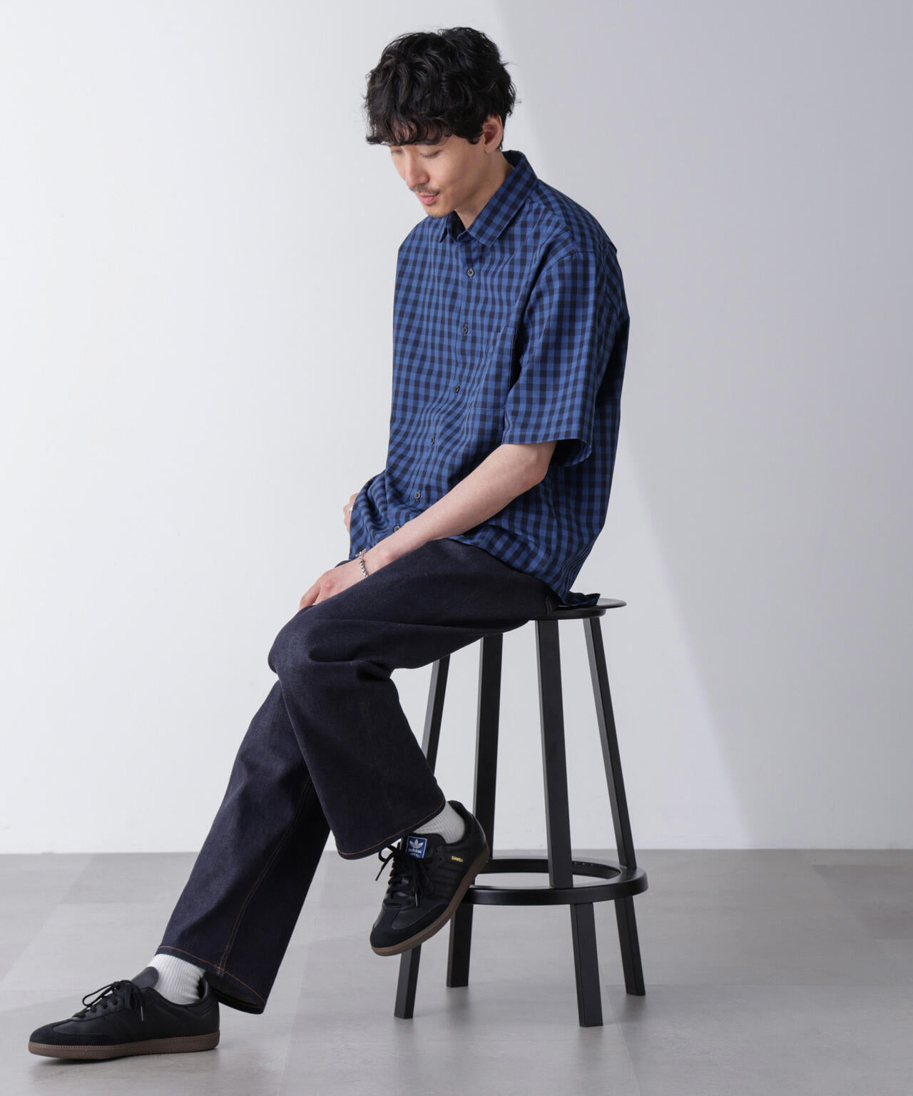リラックスギンガムシャツ 半袖