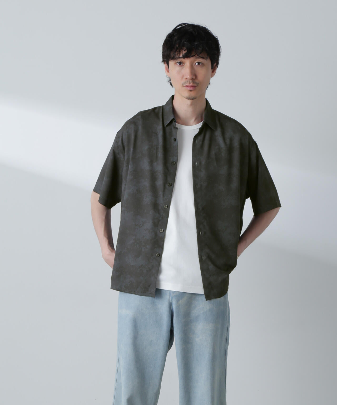 梨地パターンシャツ 半袖