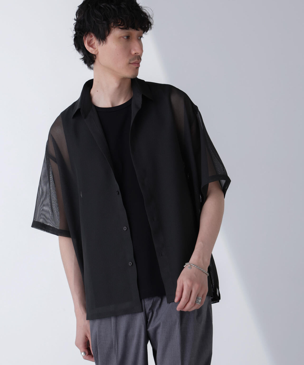 レギュラーカラーテックメッシュシャツ 半袖