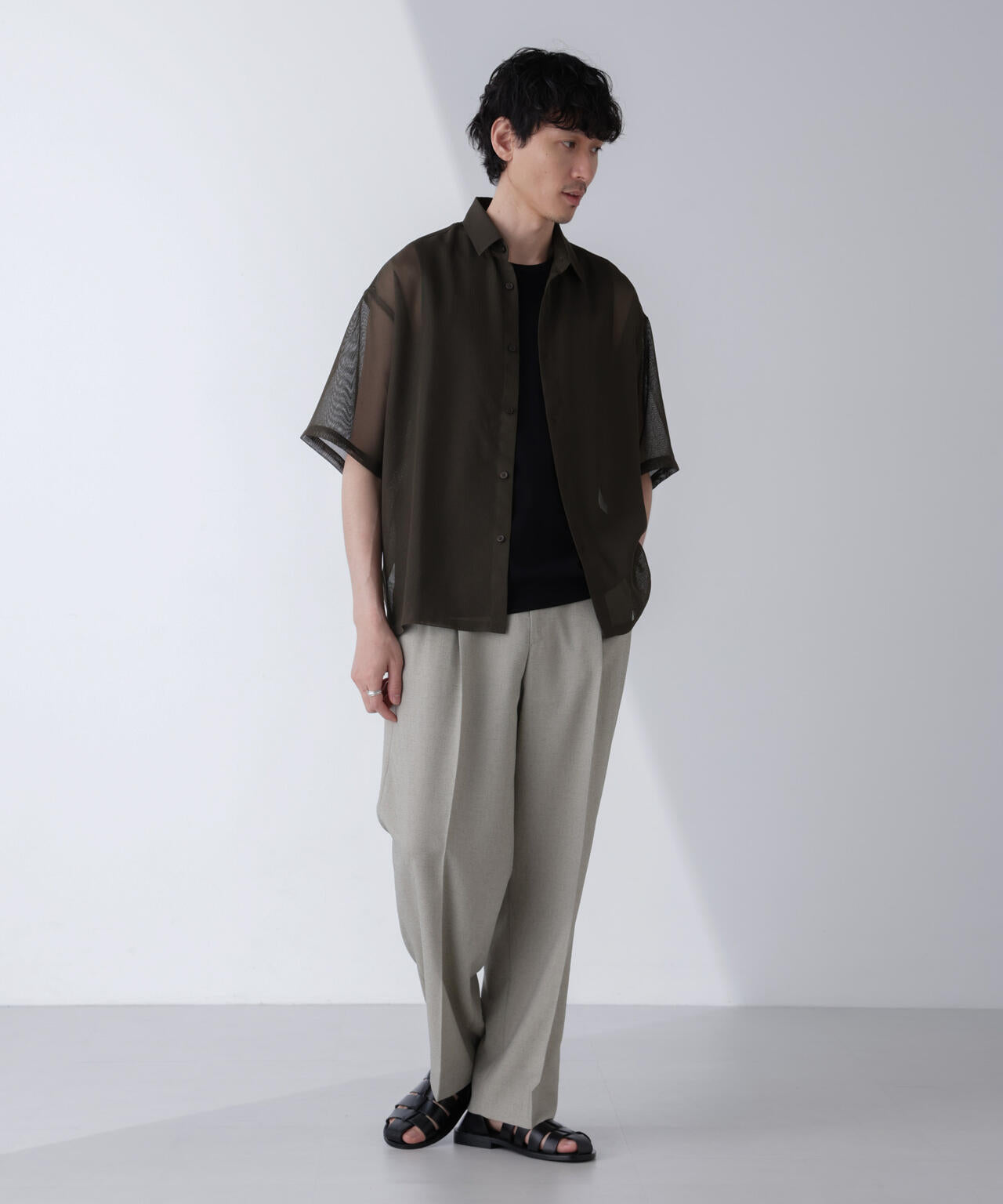 レギュラーカラーテックメッシュシャツ 半袖