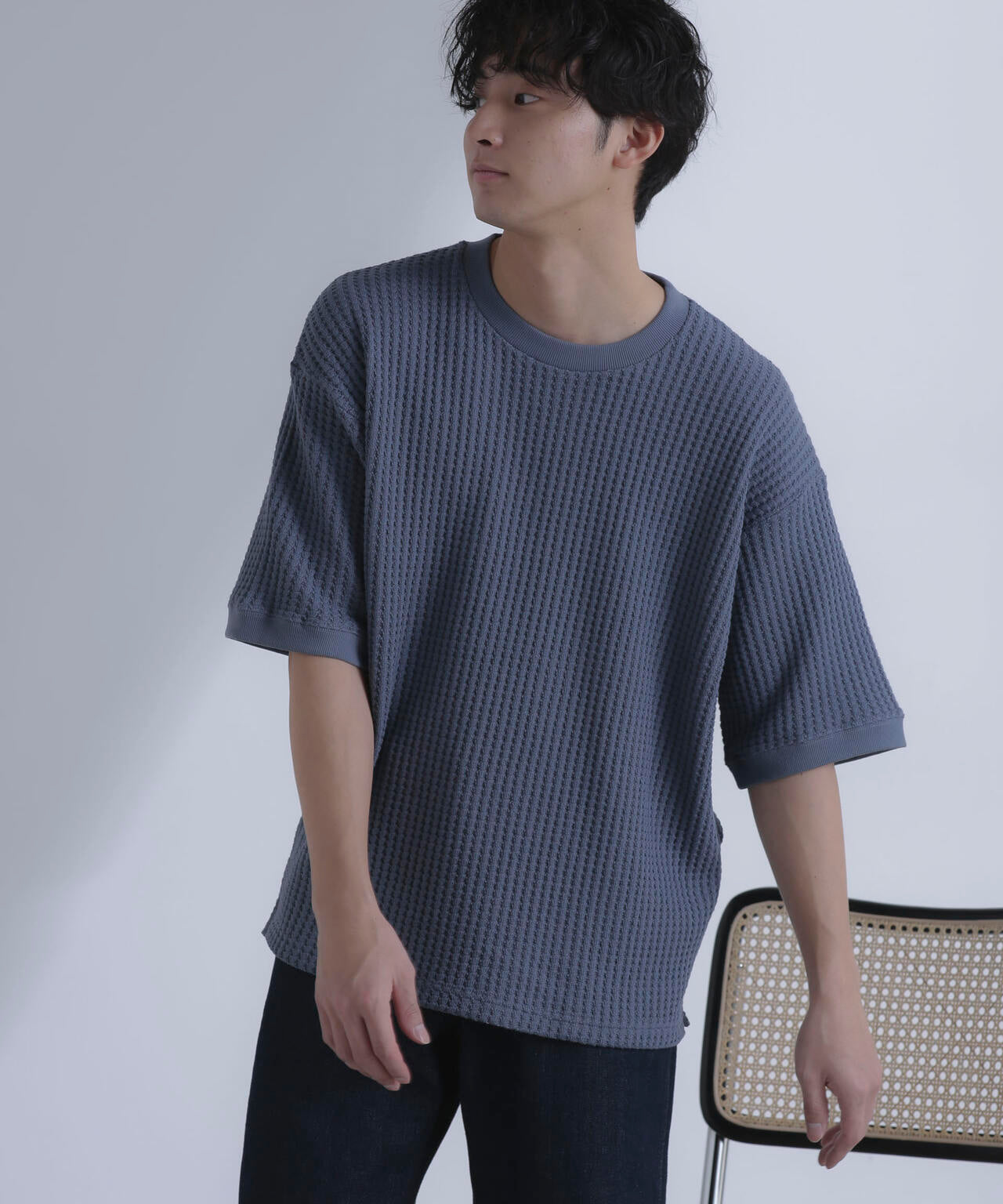 オニワッフルビッグTシャツ 五分袖