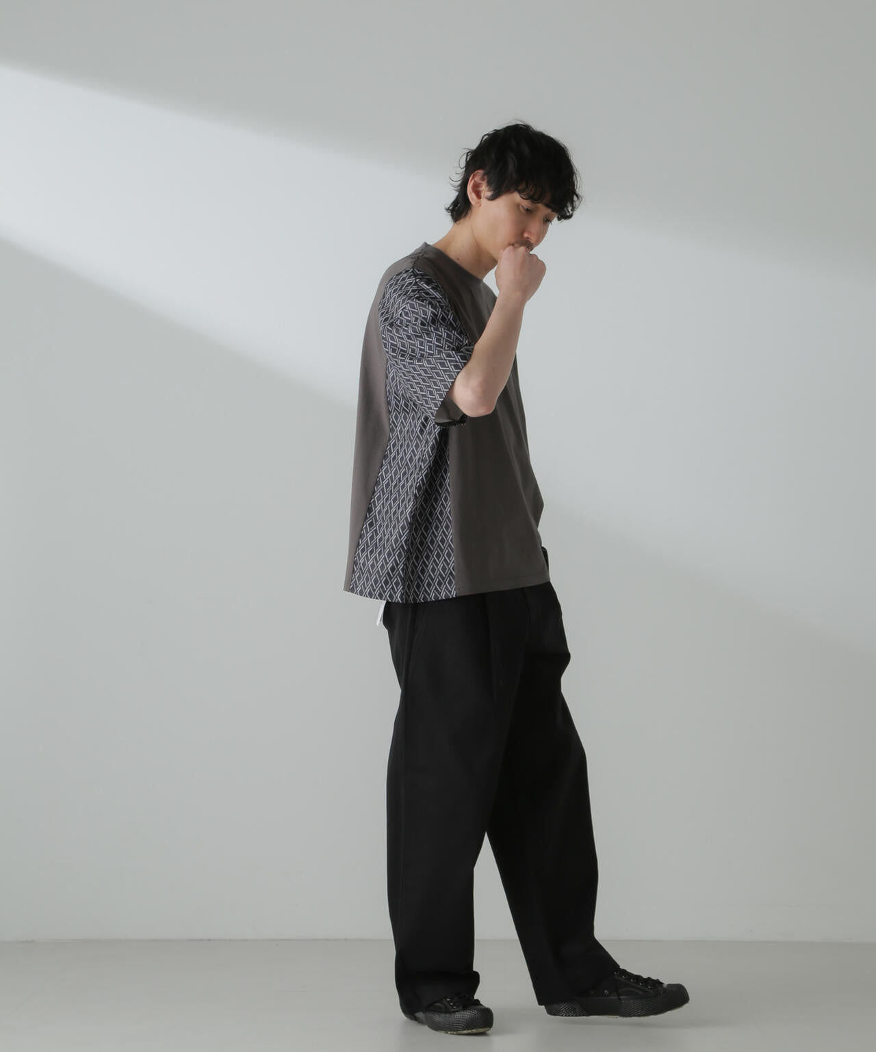 切り替えパターンTシャツ 半袖(セットアップ可）