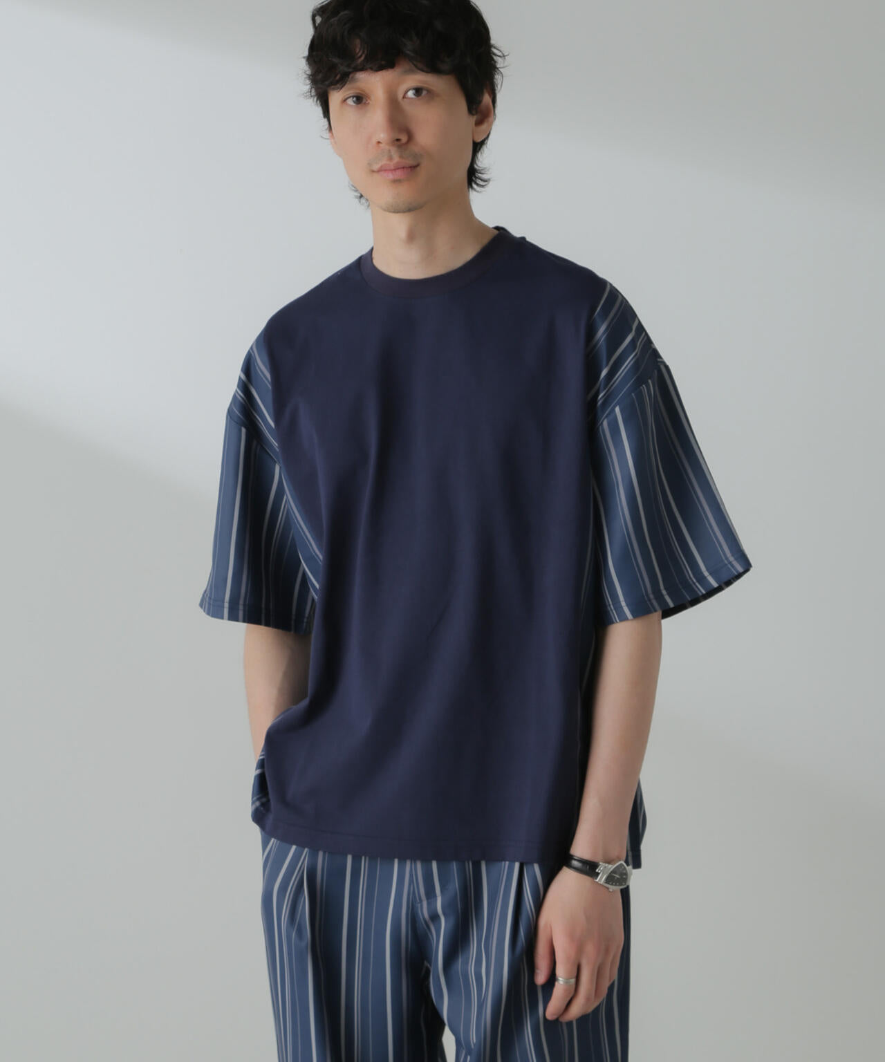 切り替えパターンTシャツ 半袖(セットアップ可）
