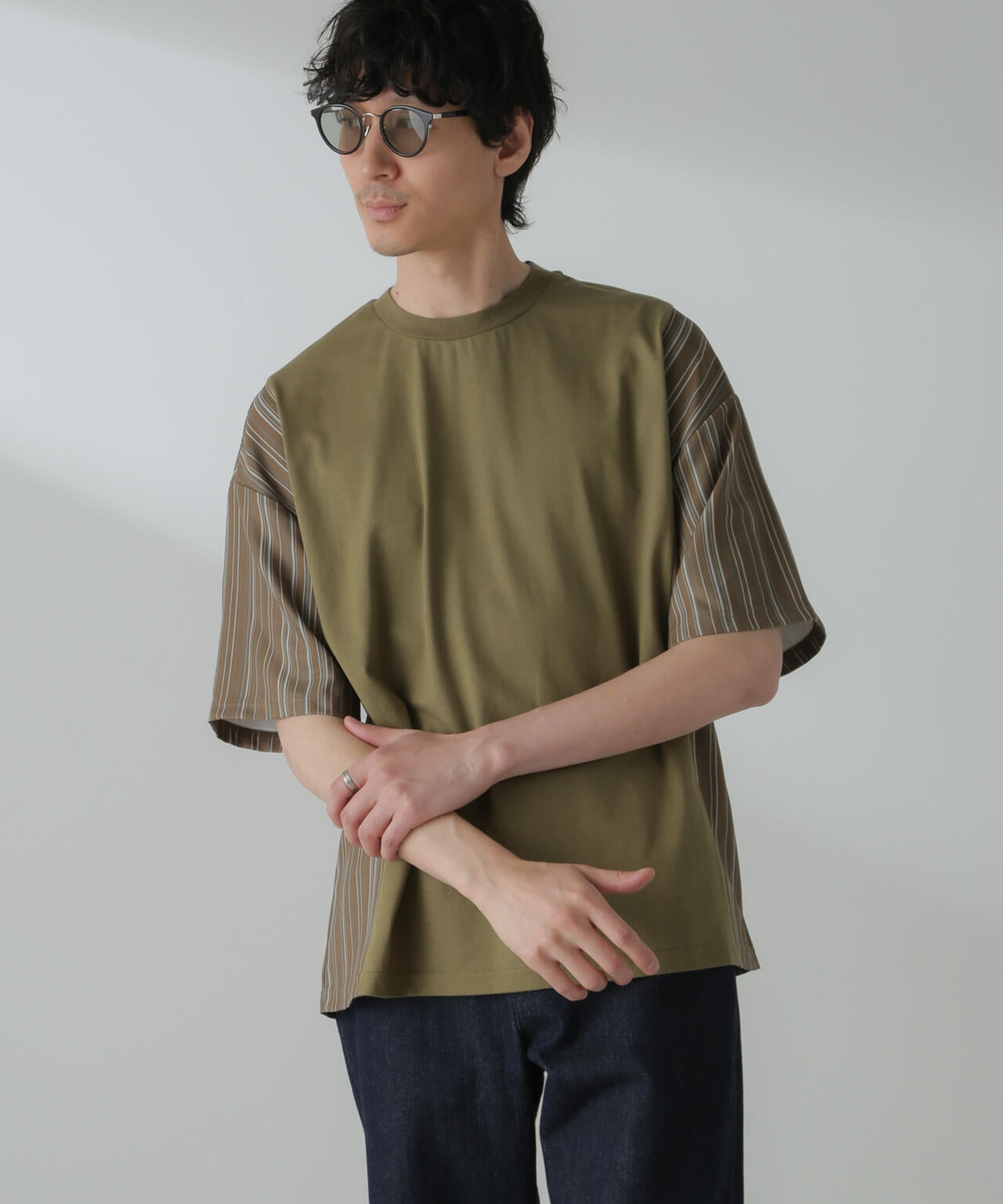 切り替えパターンTシャツ 半袖(セットアップ可）