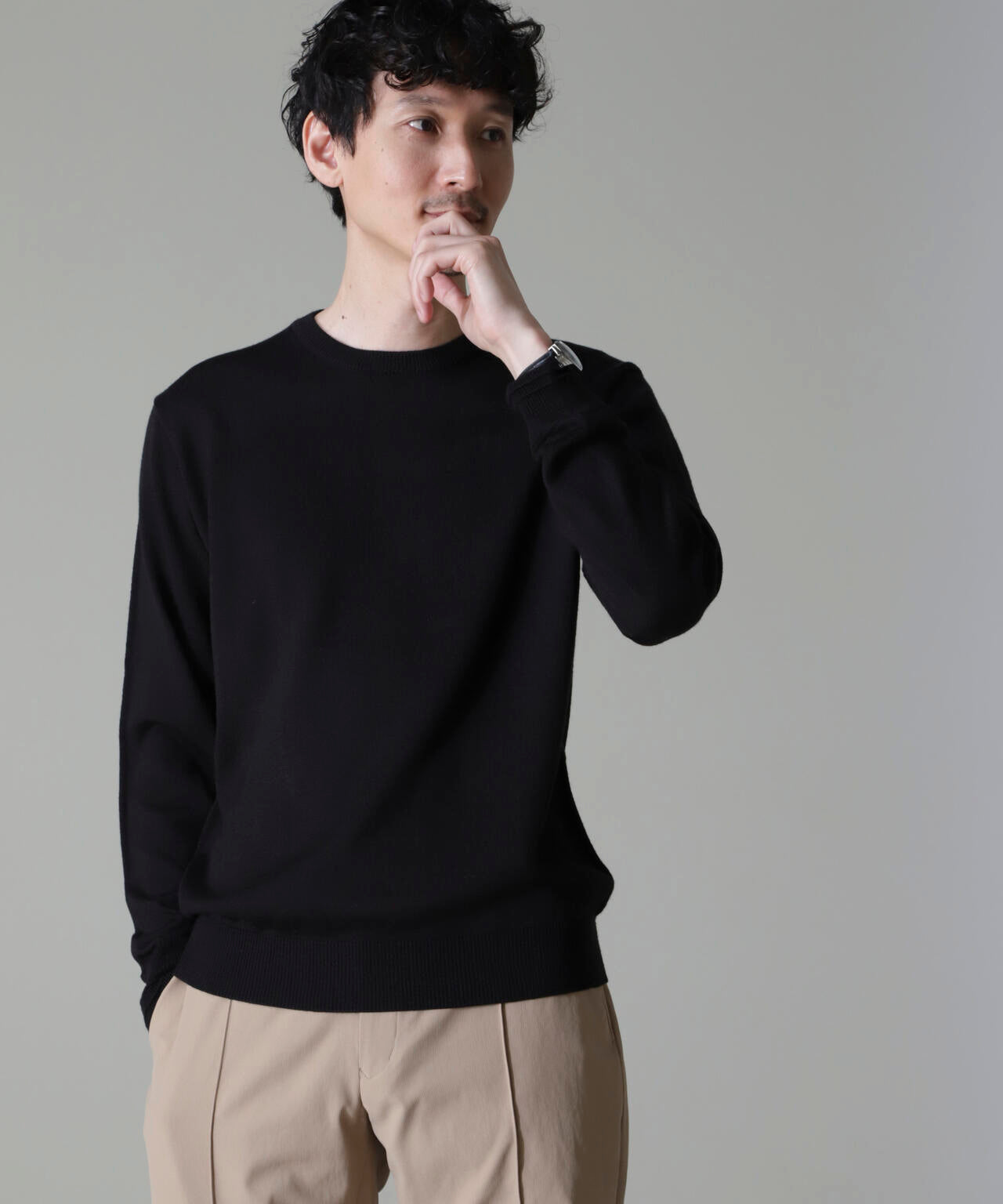 タスマニアミックスクルーネックニット