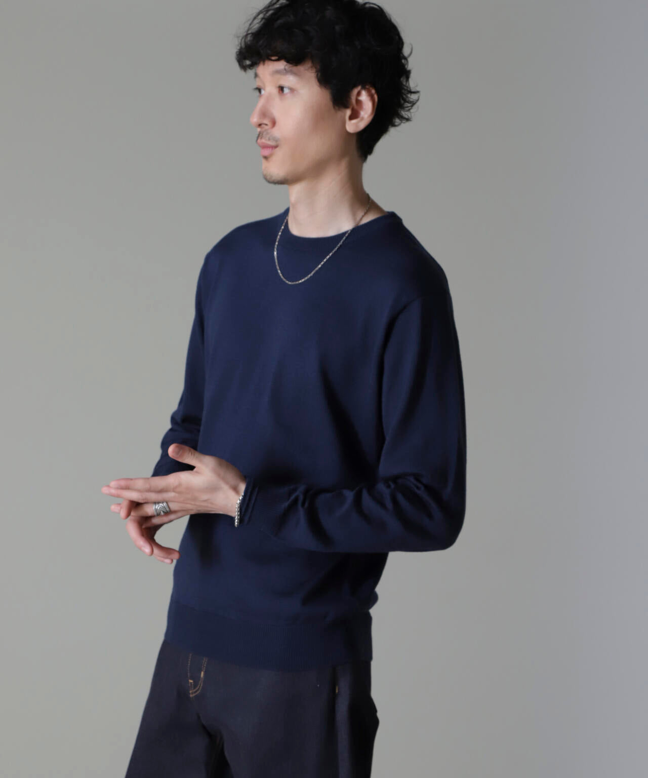タスマニアミックスクルーネックニット