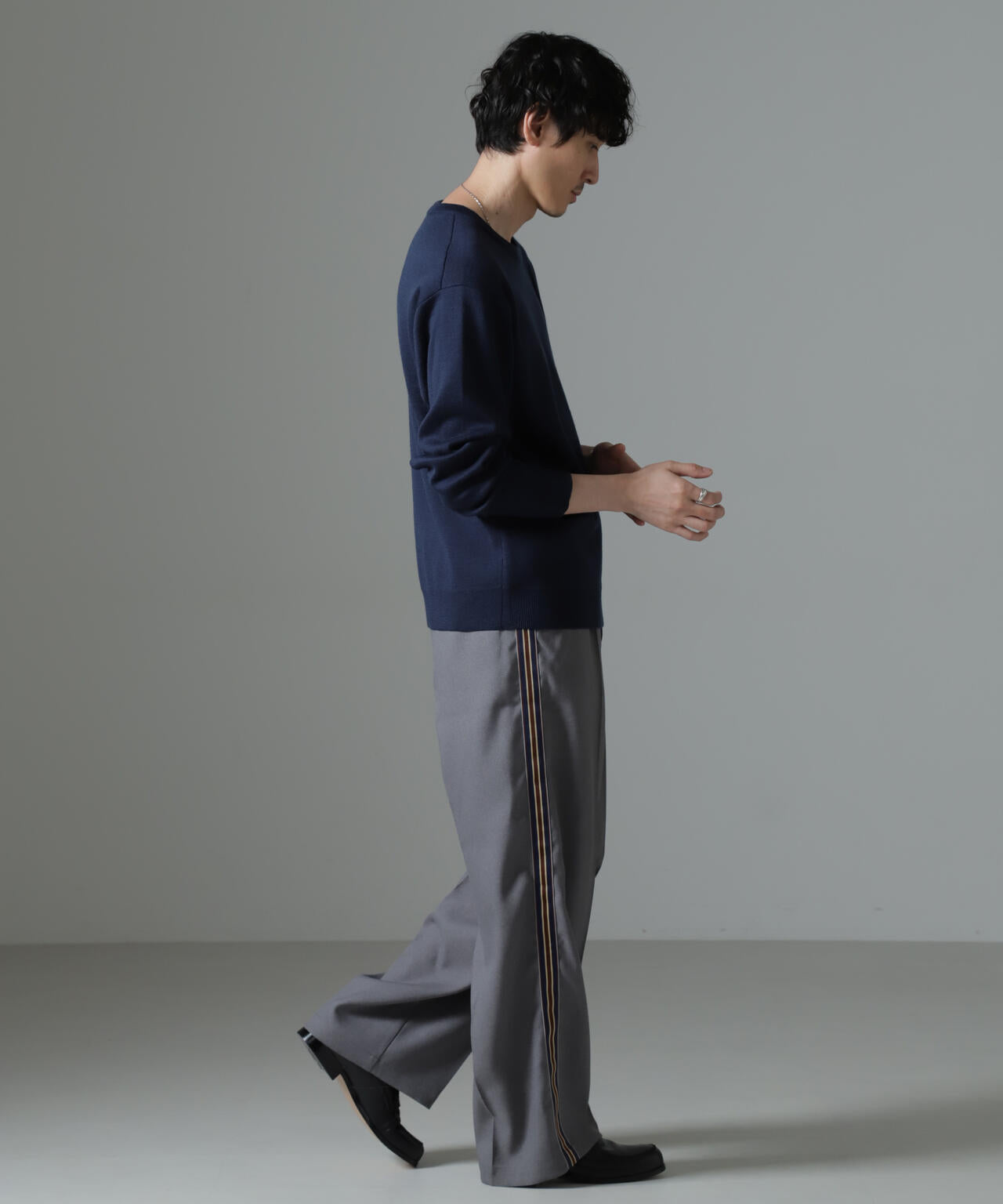 タスマニアミックス ミラノリブリラックスクルーネックニット