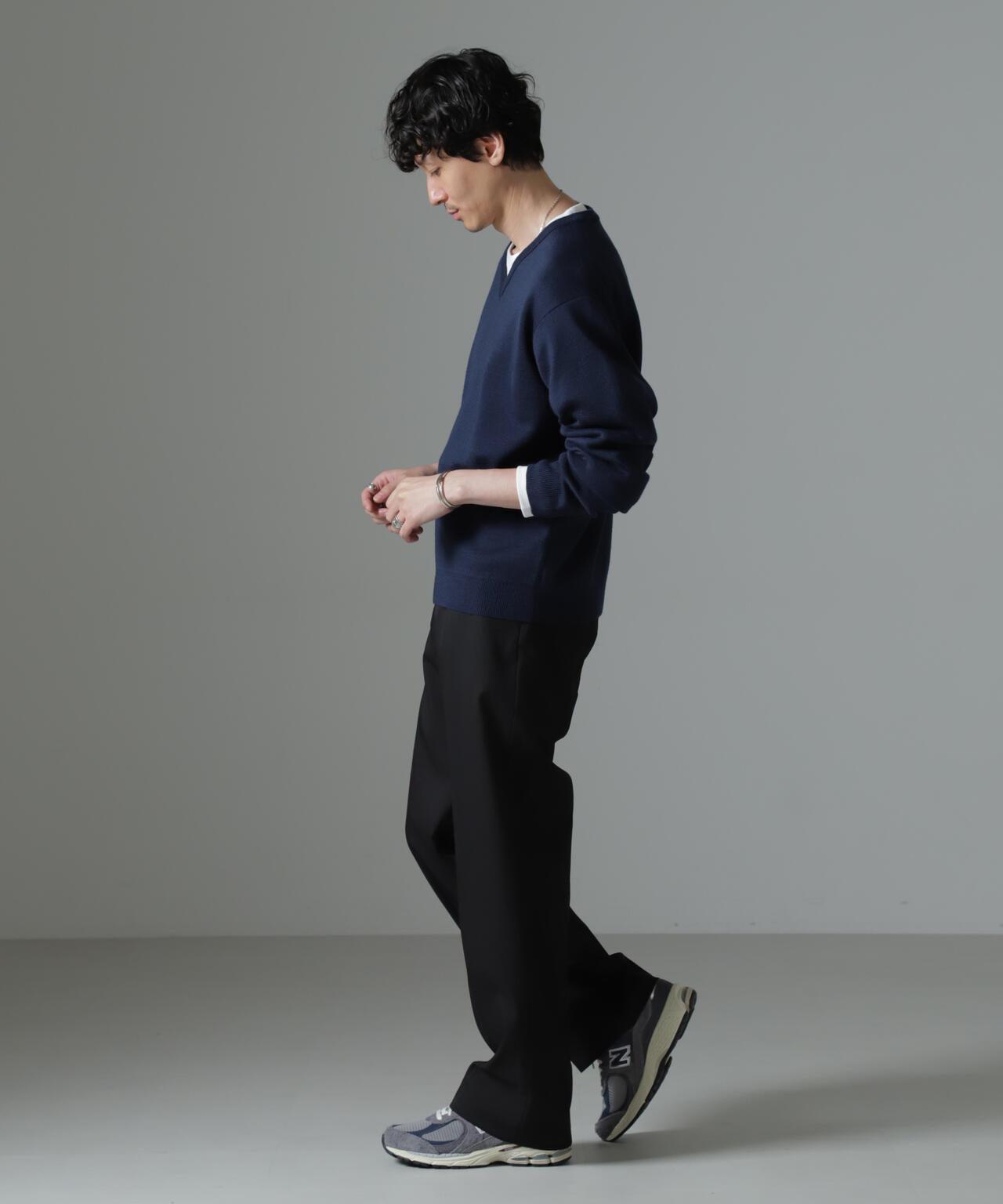 タスマニアミックス ミラノリブリラックスＶネックニット