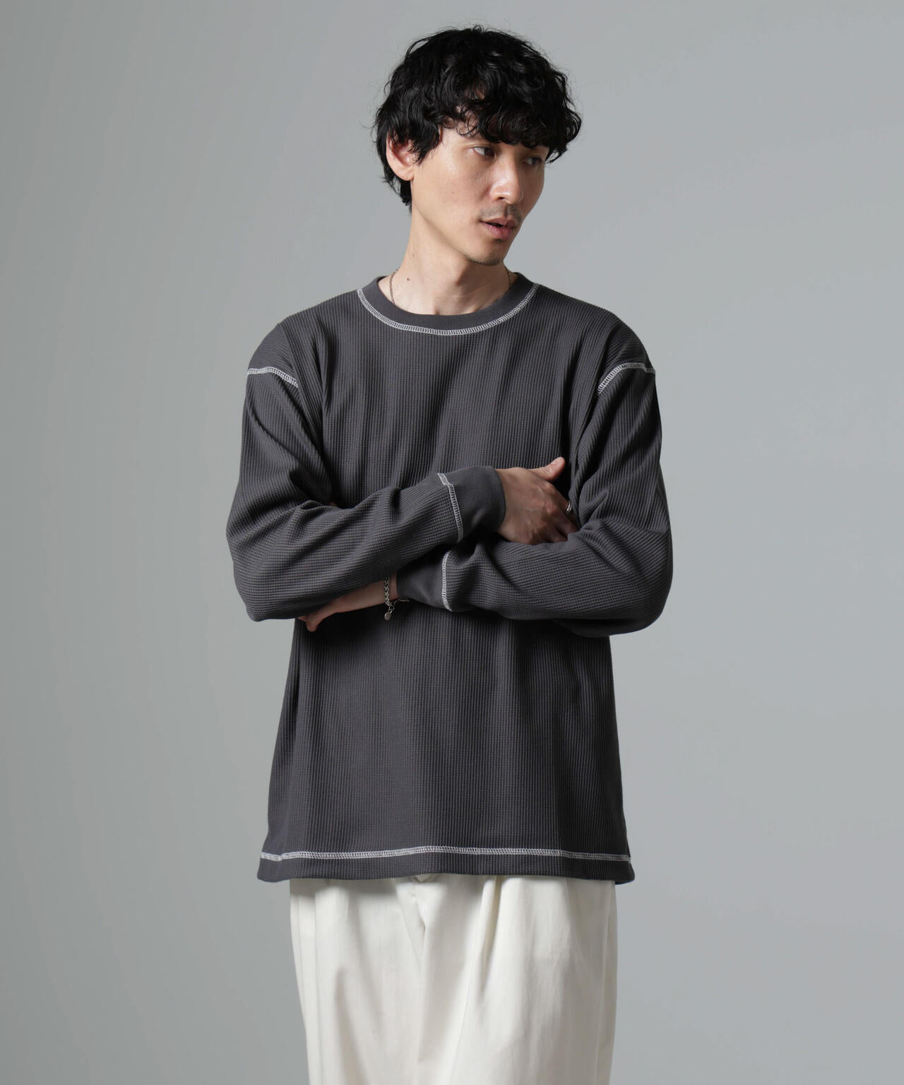 ステッチワッフルＴシャツ 長袖