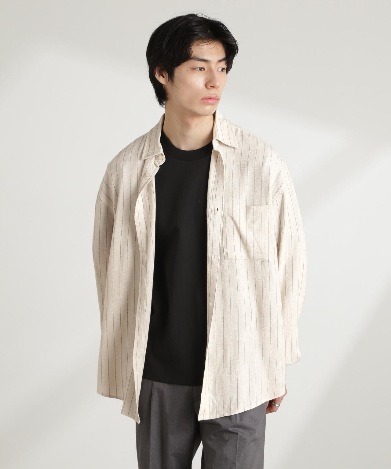WEB限定/ピンストライプレギュラーカラーシャツ 長袖