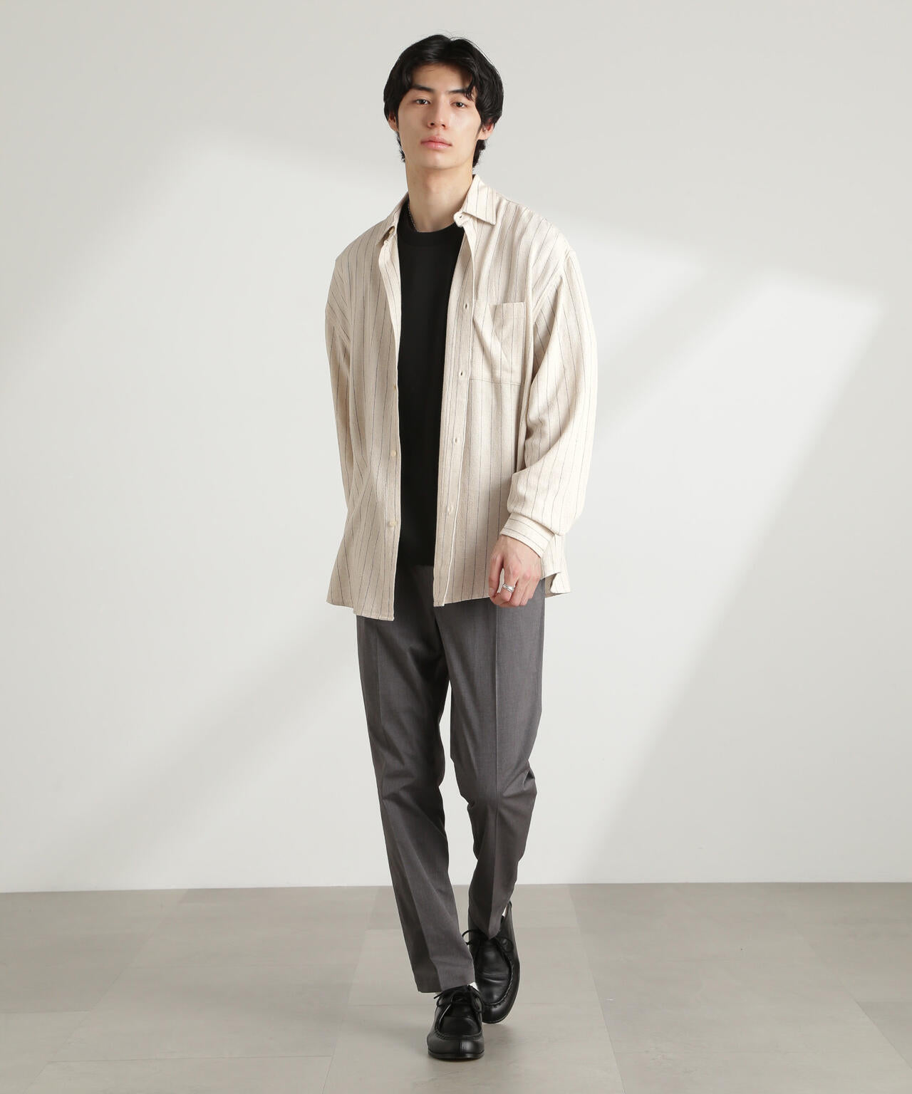 WEB限定/ピンストライプレギュラーカラーシャツ 長袖