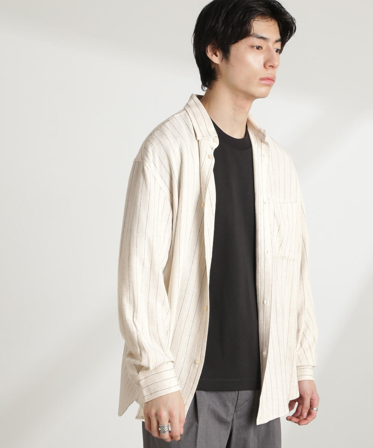 WEB限定/ピンストライプレギュラーカラーシャツ 長袖