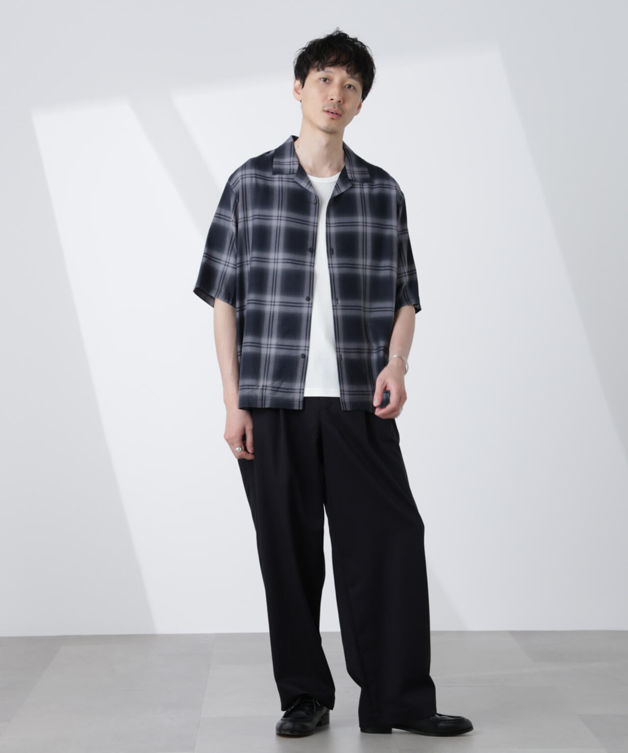 オリジナルパターンオンブレーシャツ 半袖