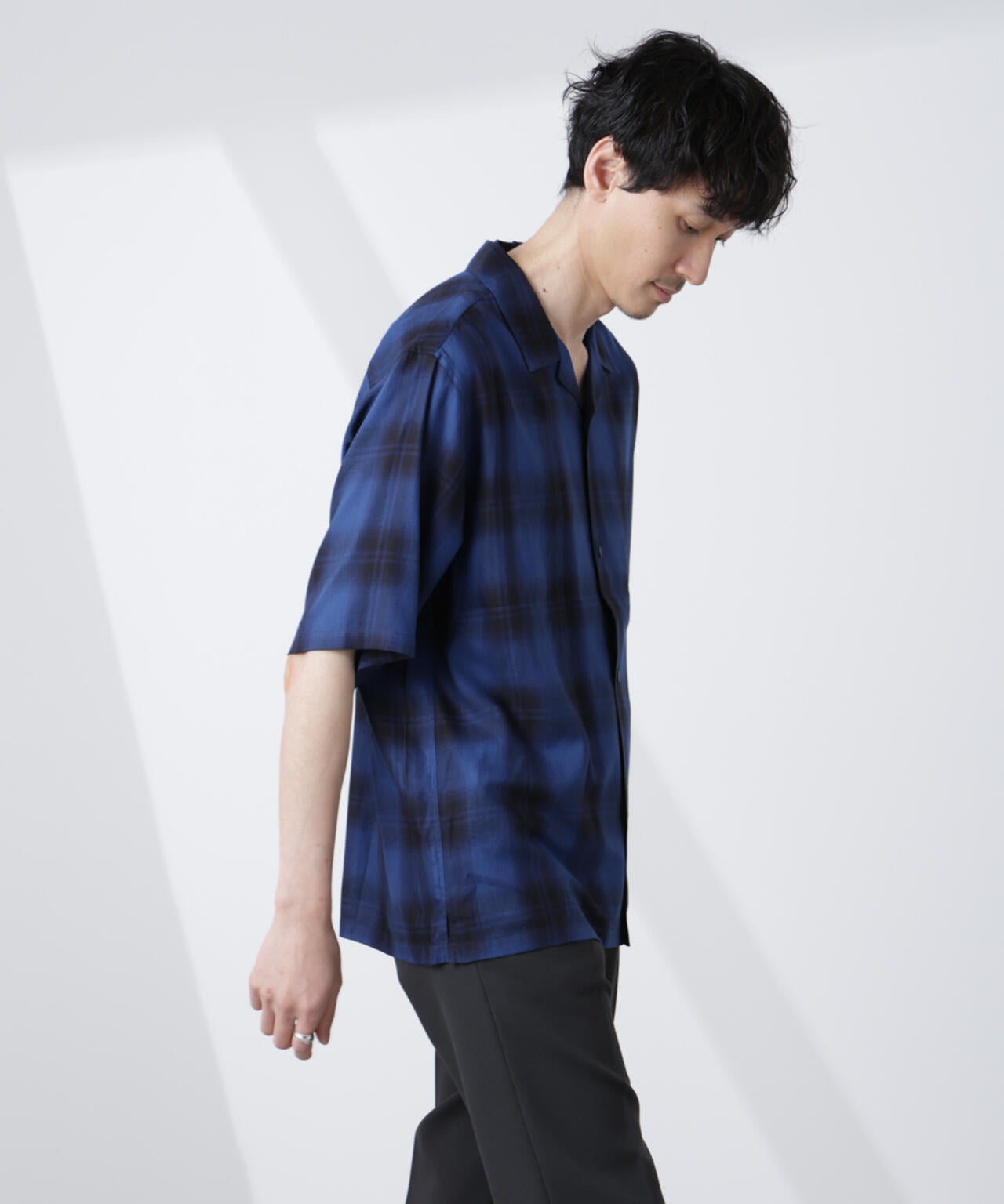 オリジナルパターンオンブレーシャツ 半袖