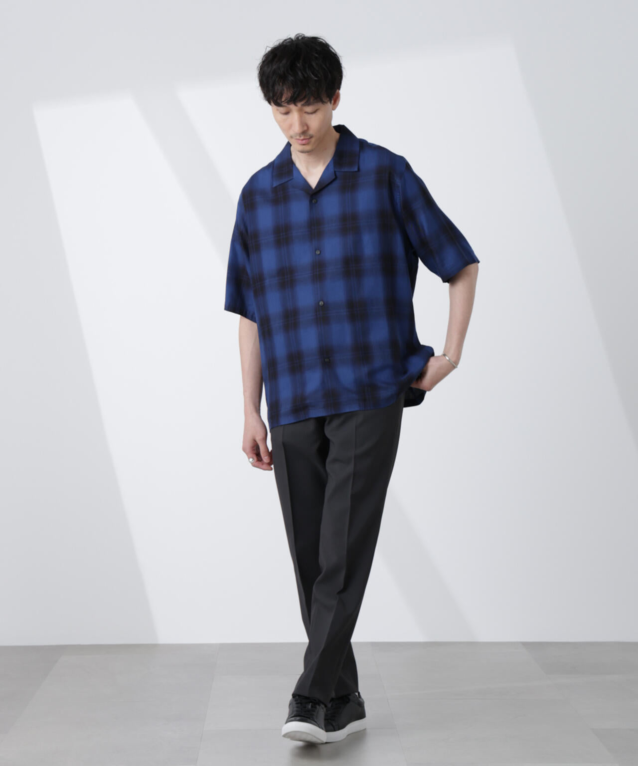 オリジナルパターンオンブレーシャツ 半袖