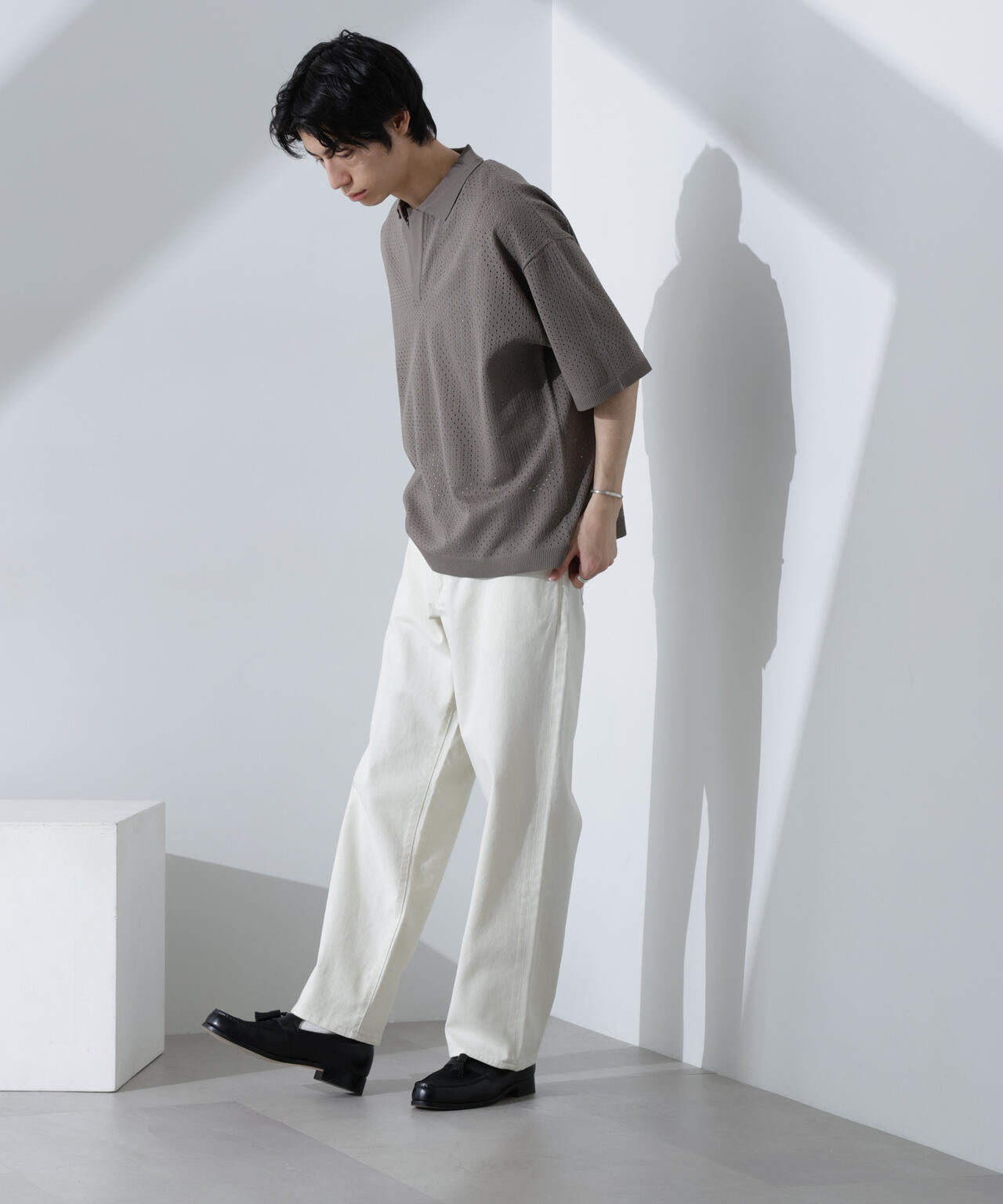 スキッパーテックニットポロシャツ/半袖