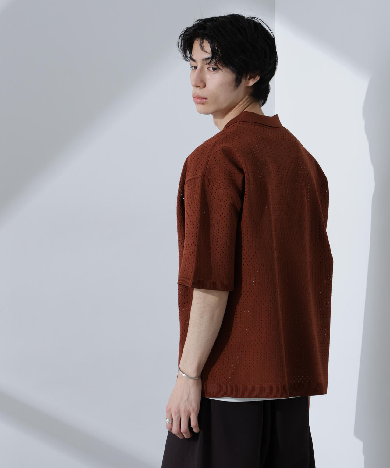 スキッパーテックニットポロシャツ/半袖