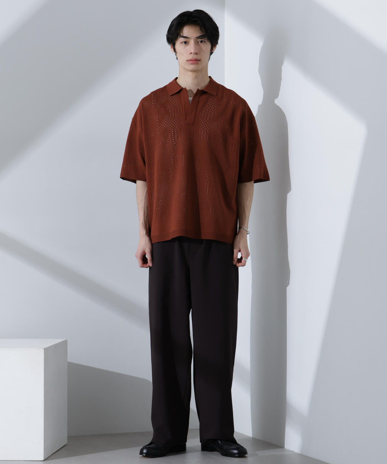 スキッパーテックニットポロシャツ/半袖