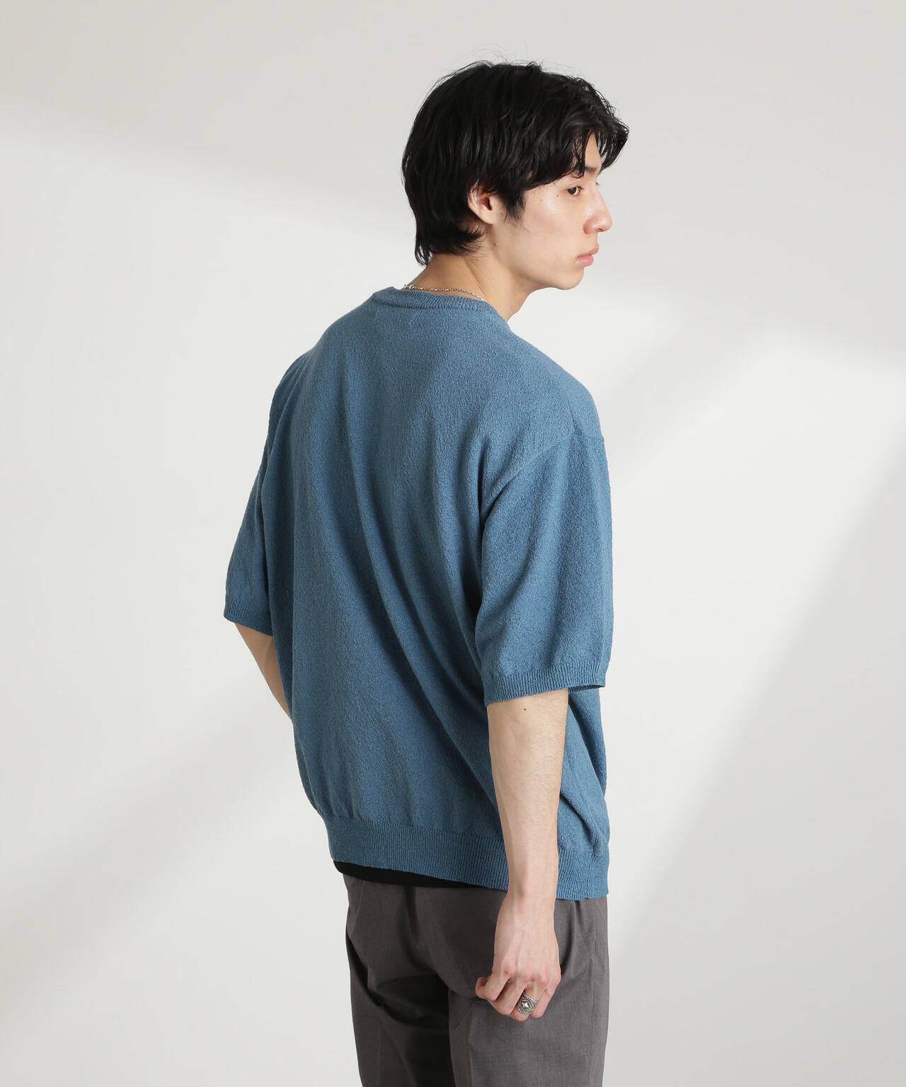 ブークレクルーネックニット 半袖