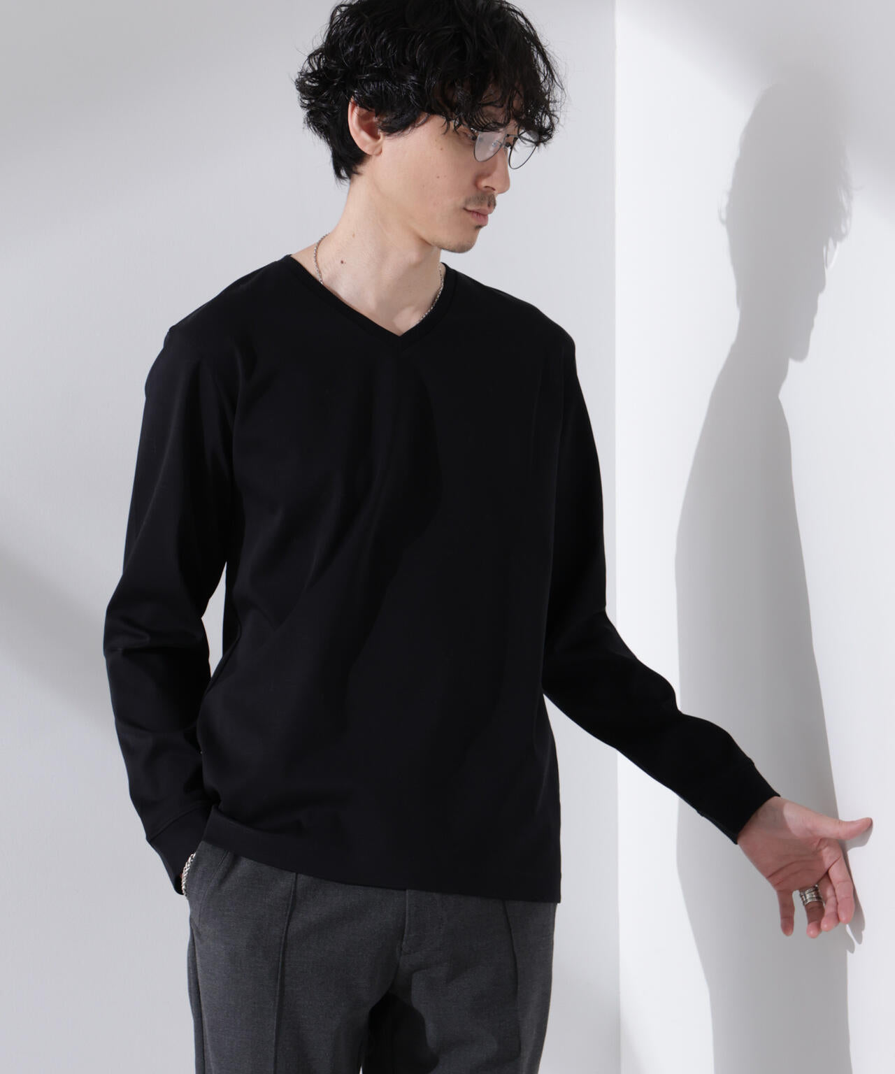 アンチスメル VネックTシャツ 長袖