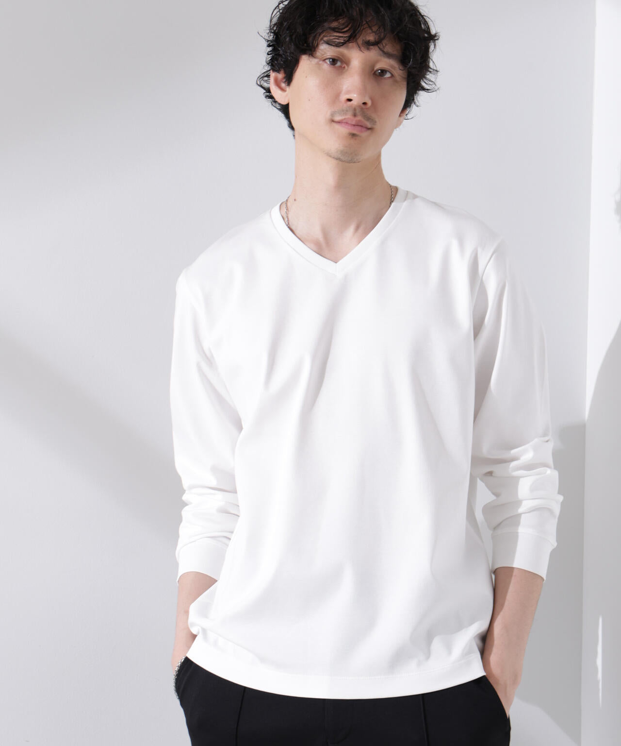 アンチスメル VネックTシャツ 長袖