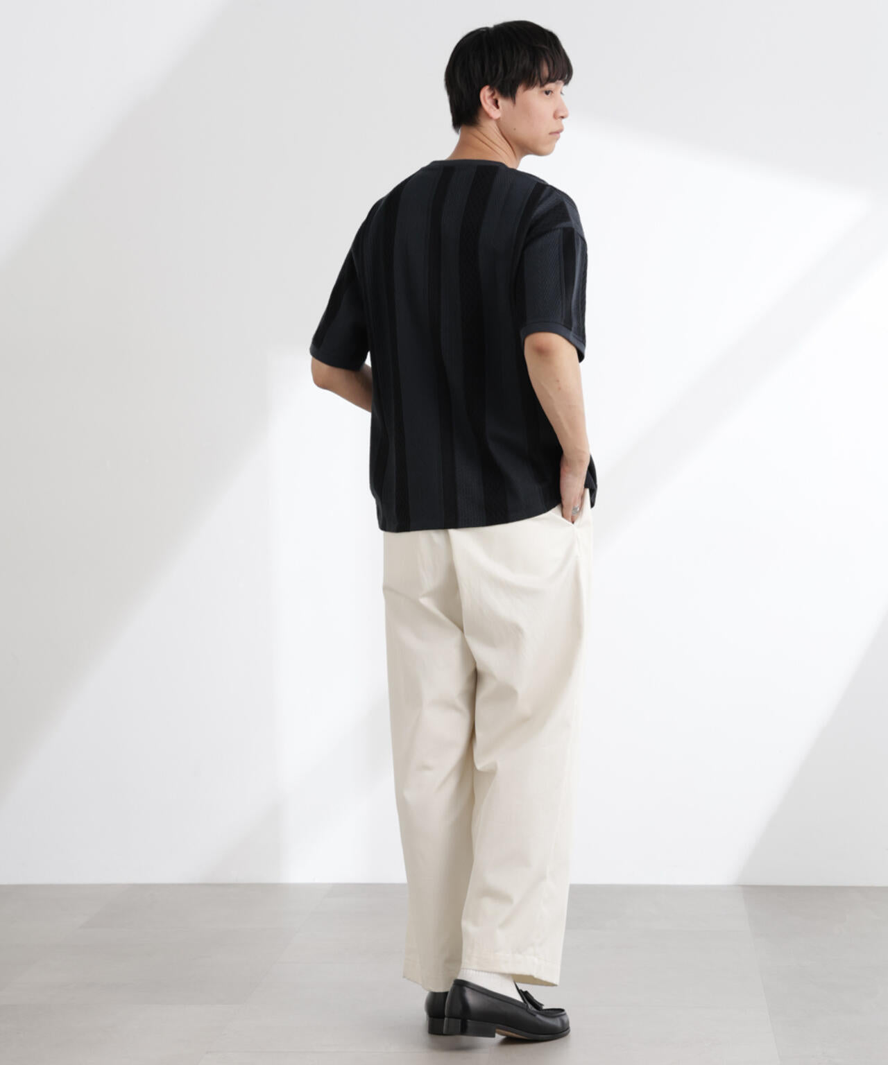 ストライプジャガードTシャツ 半袖