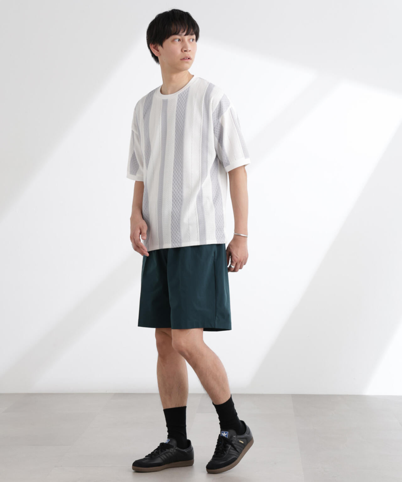 ストライプジャガードTシャツ 半袖