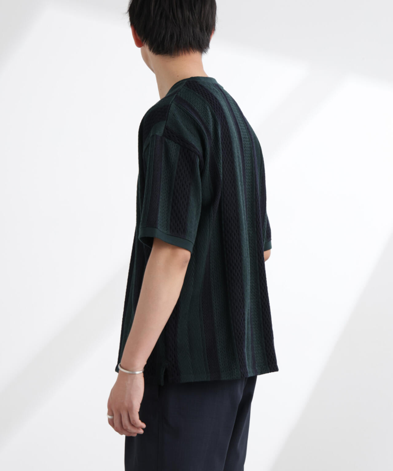 ストライプジャガードTシャツ 半袖