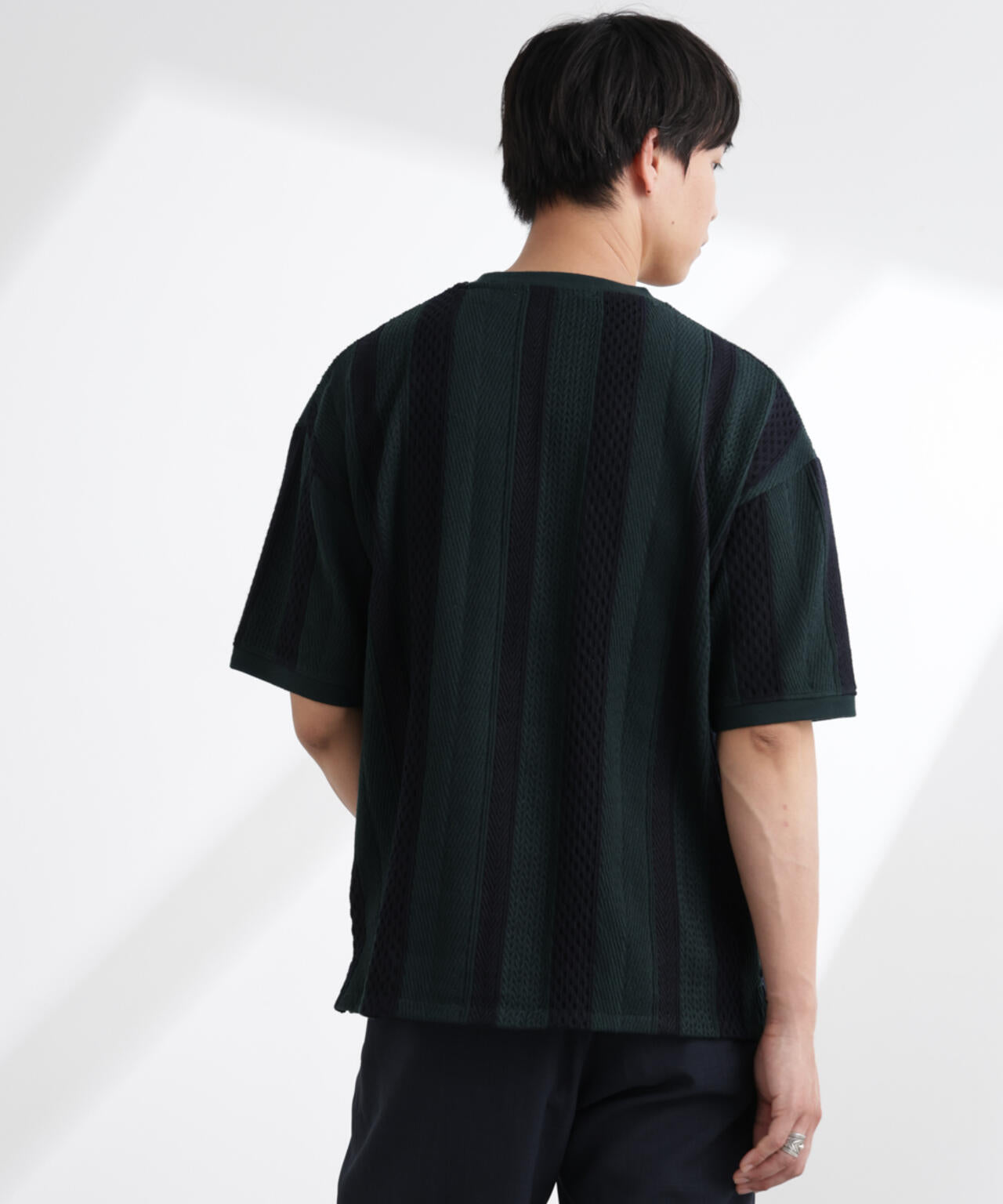 ストライプジャガードTシャツ 半袖