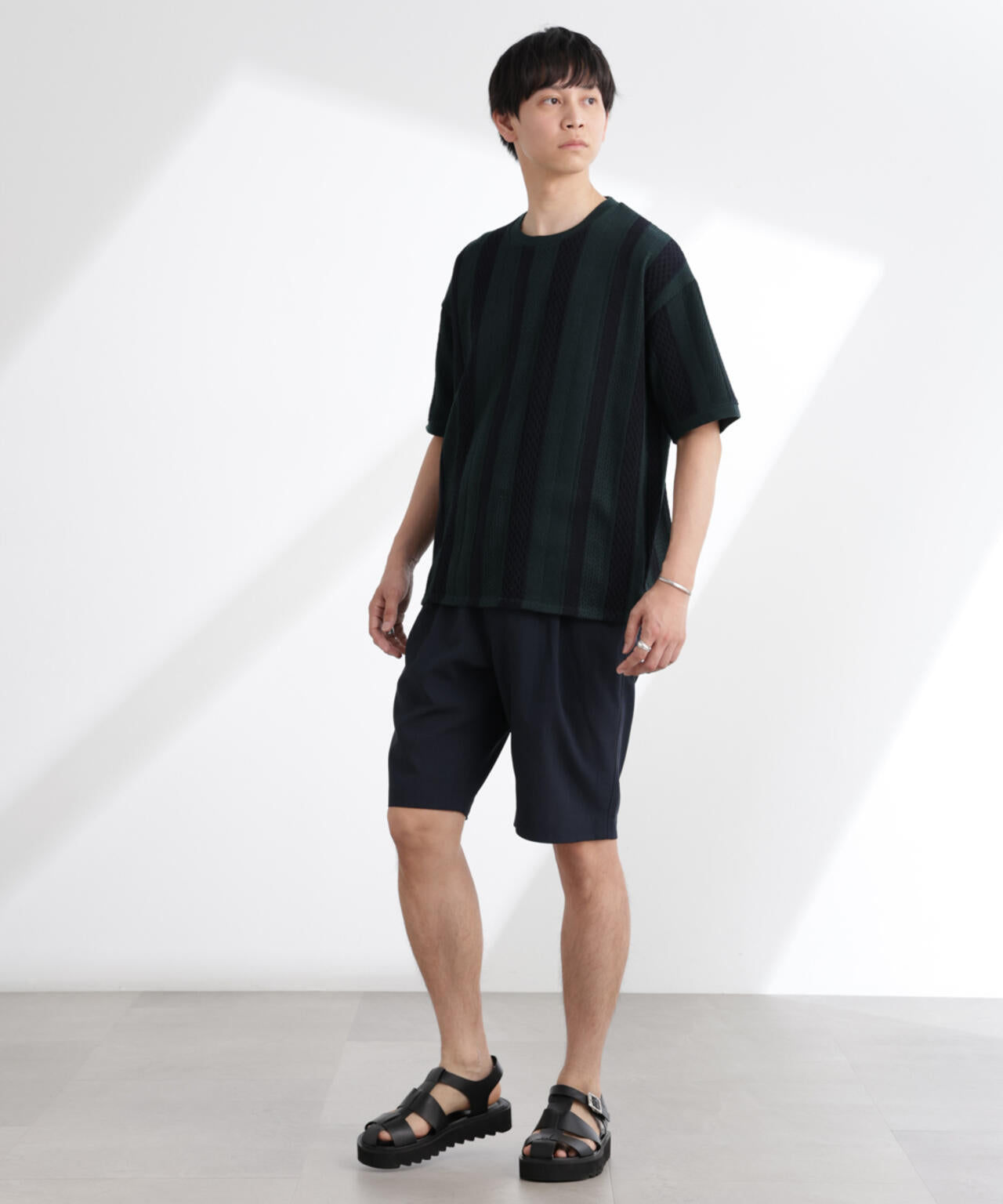 ストライプジャガードTシャツ 半袖
