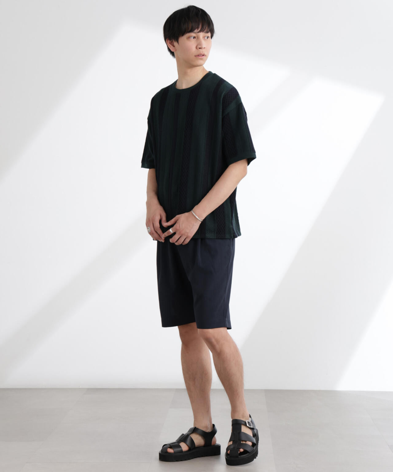 ストライプジャガードTシャツ 半袖