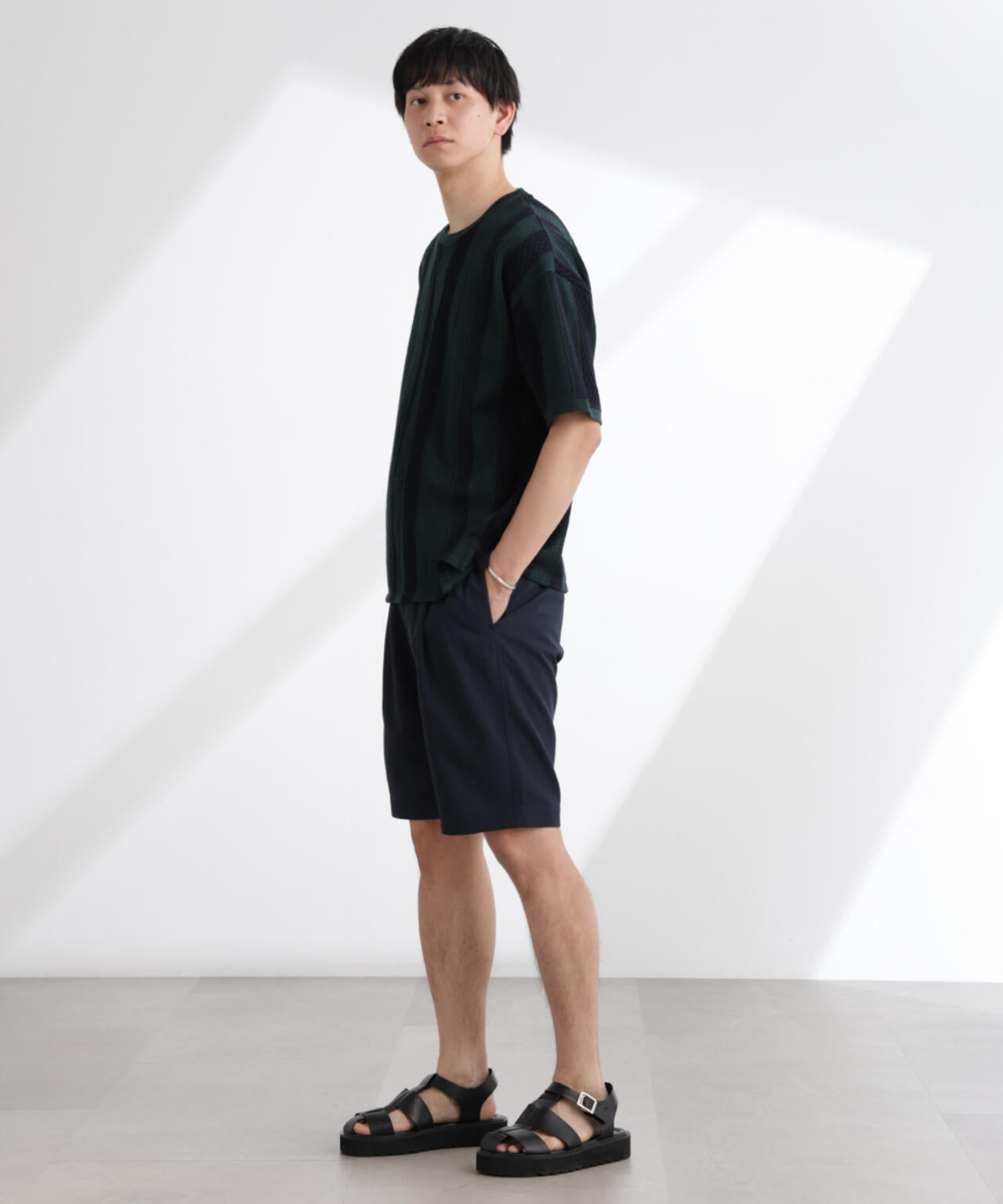 ストライプジャガードTシャツ 半袖
