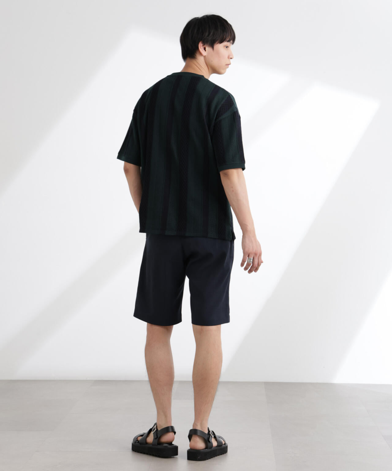 ストライプジャガードTシャツ 半袖